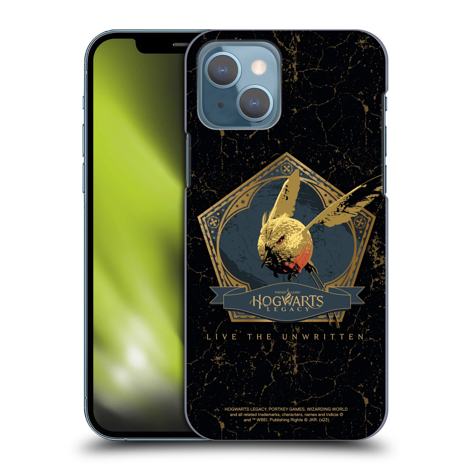 Obal na mobil Apple Iphone 13 - HEAD CASE - Hogwarts Legacy - zlatý ptáček