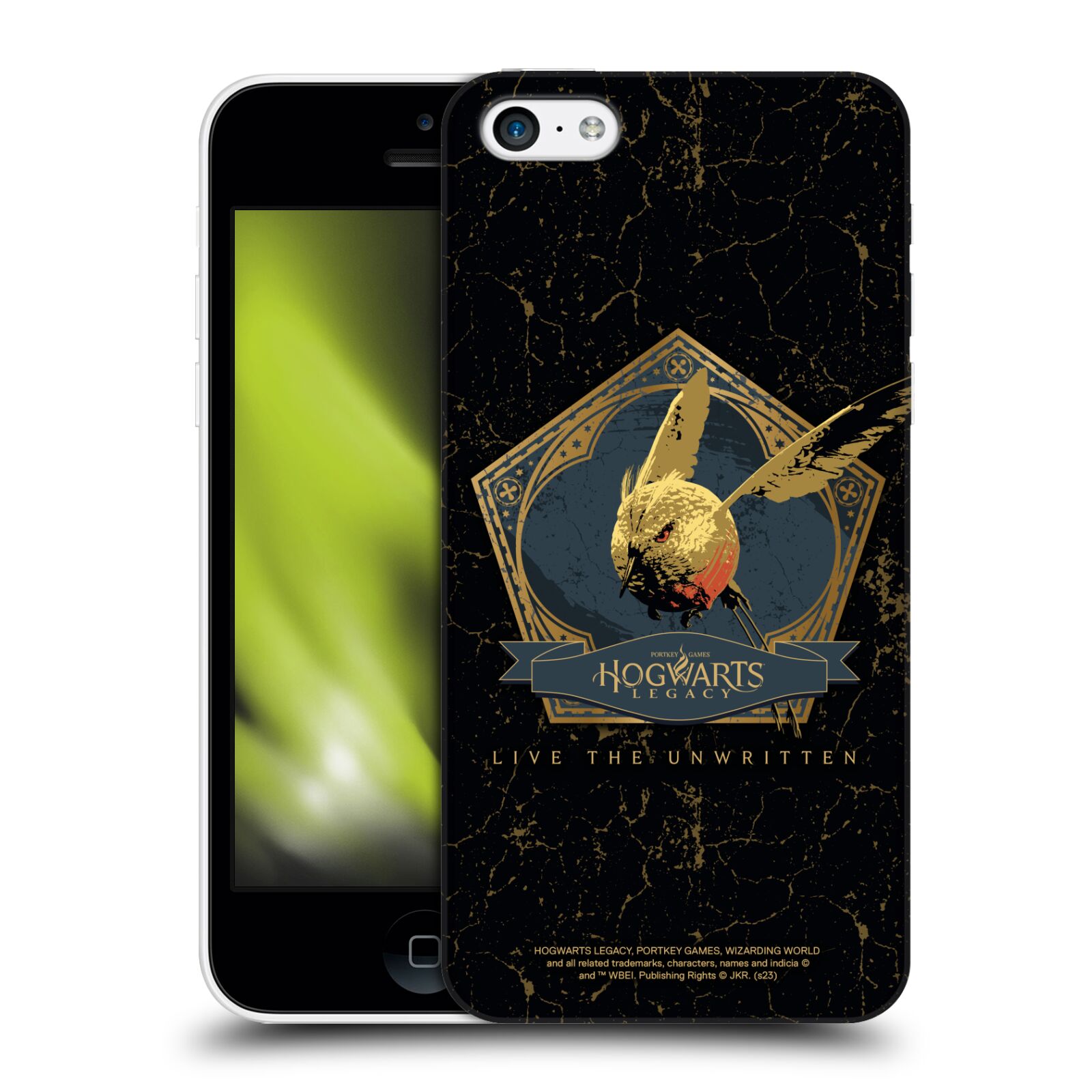 Obal na mobil Apple Iphone 5C - HEAD CASE - Hogwarts Legacy - zlatý ptáček