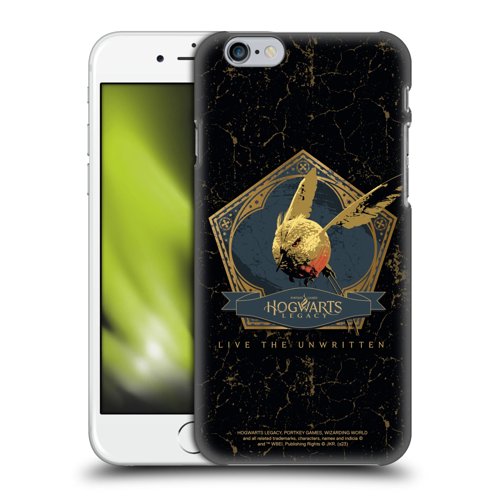 Obal na mobil Apple Iphone 6/6S - HEAD CASE - Hogwarts Legacy - zlatý ptáček