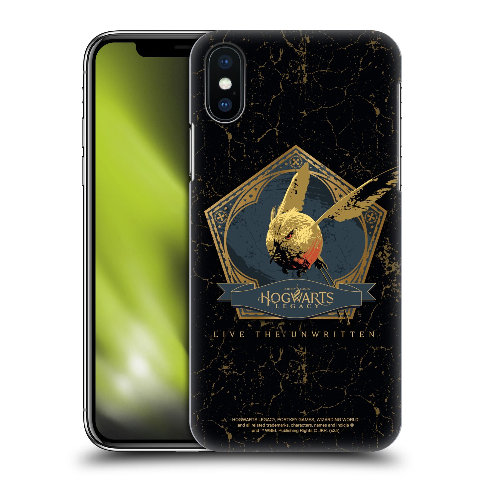 Obal na mobil Apple Iphone X/XS - HEAD CASE - Hogwarts Legacy - zlatý ptáček