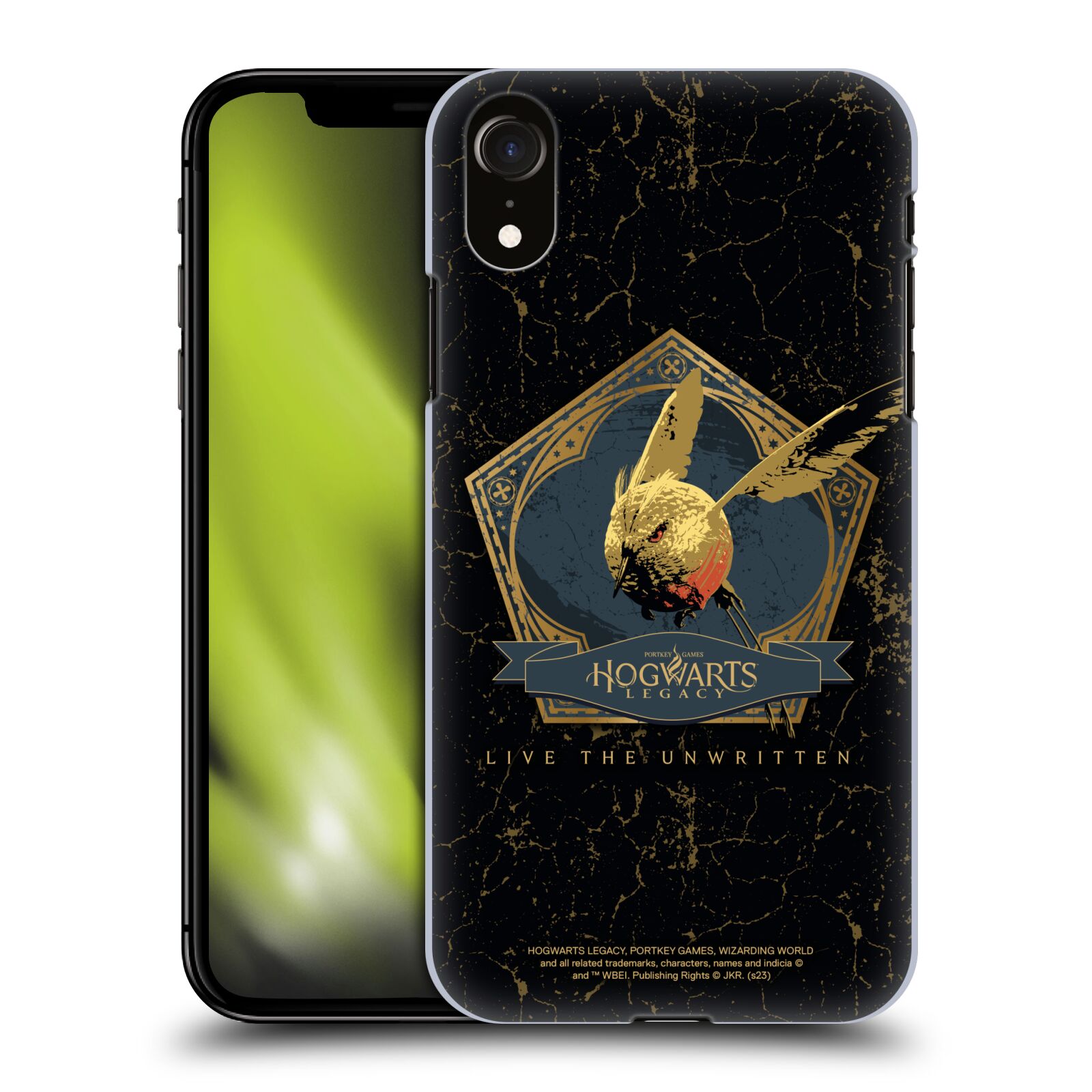Obal na mobil Apple Iphone XR - HEAD CASE - Hogwarts Legacy - zlatý ptáček