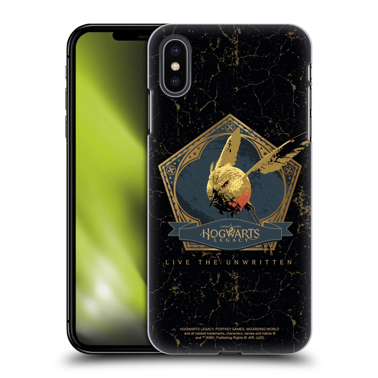 Obal na mobil Apple Iphone XS MAX - HEAD CASE - Hogwarts Legacy - zlatý ptáček
