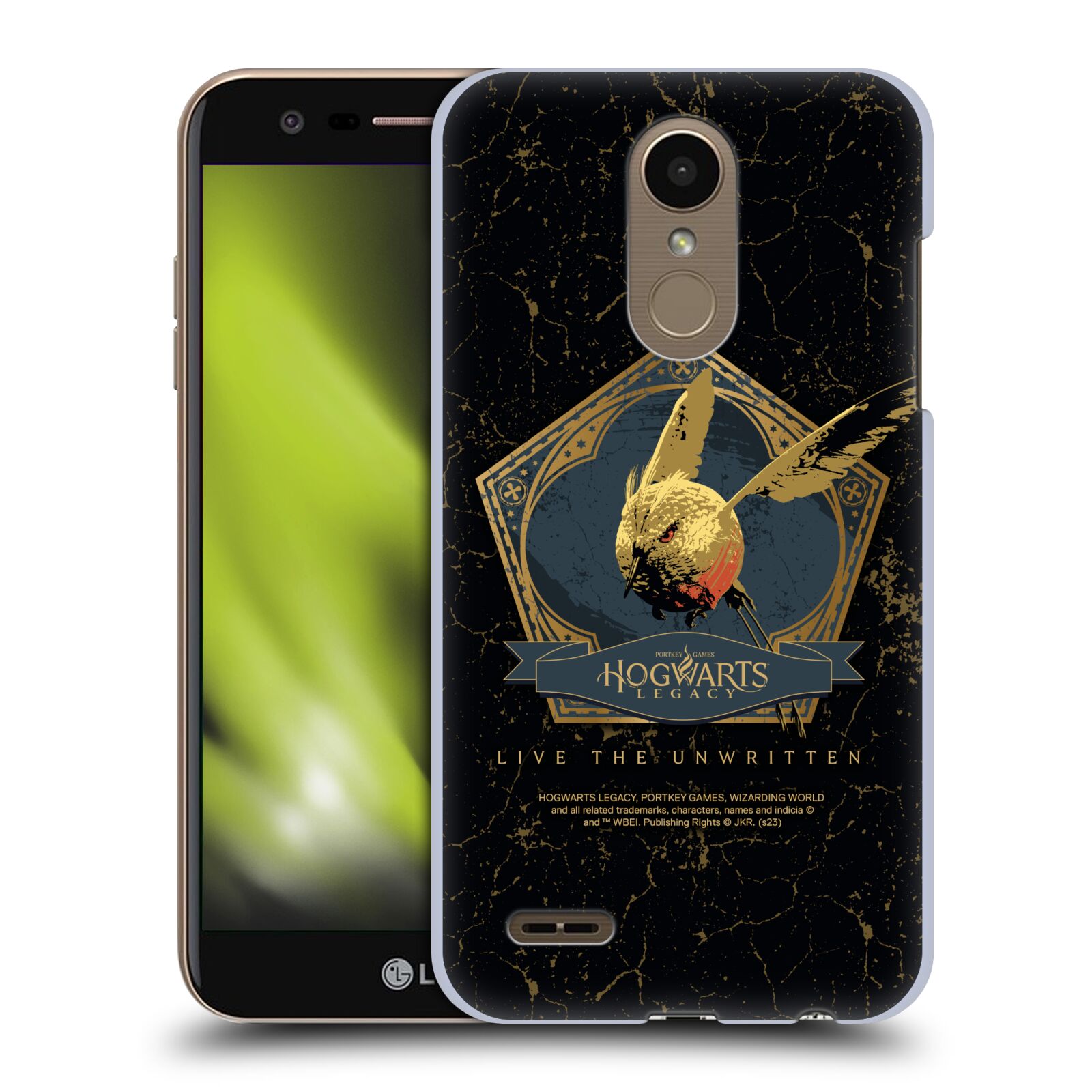 Obal na mobil LG K10 2018 - HEAD CASE - Hogwarts Legacy - zlatý ptáček