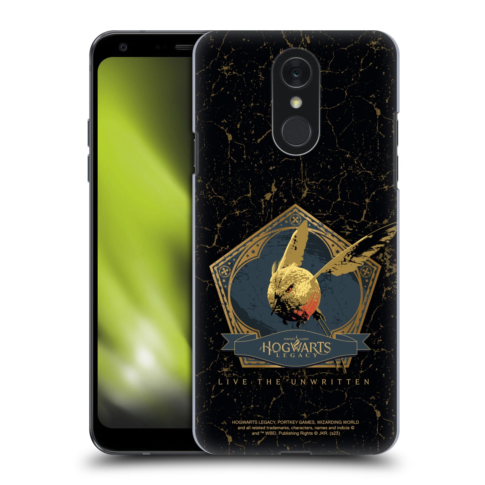 Obal na mobil LG Q7 - HEAD CASE - Hogwarts Legacy - zlatý ptáček