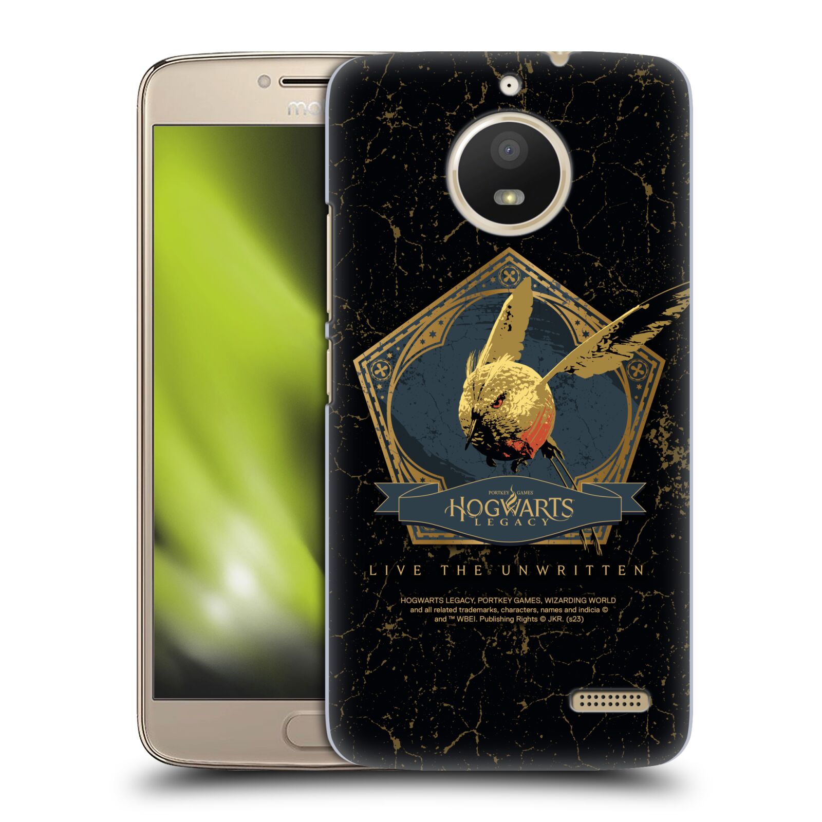 Obal na mobil Lenovo Moto E4 - HEAD CASE - Hogwarts Legacy - zlatý ptáček