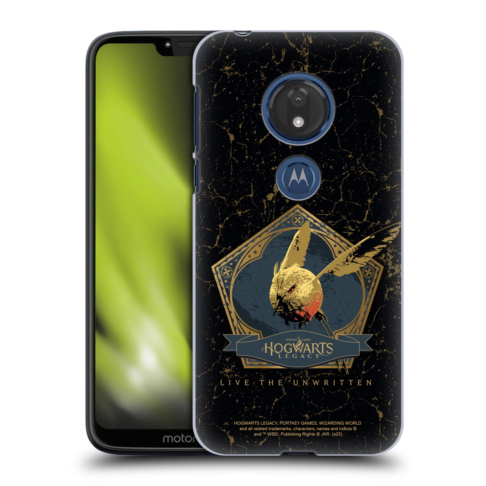 Obal na mobil Motorola Moto G7 Play - HEAD CASE - Hogwarts Legacy - zlatý ptáček