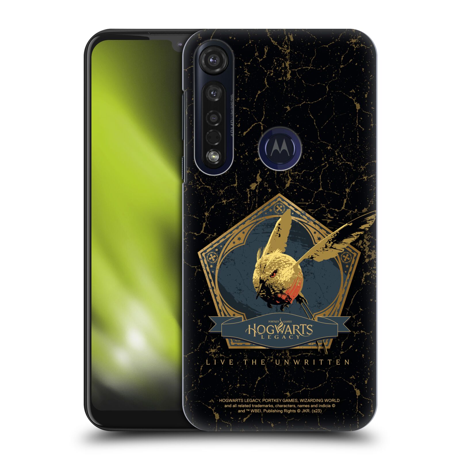 Obal na mobil Motorola Moto G8 PLUS - HEAD CASE - Hogwarts Legacy - zlatý ptáček
