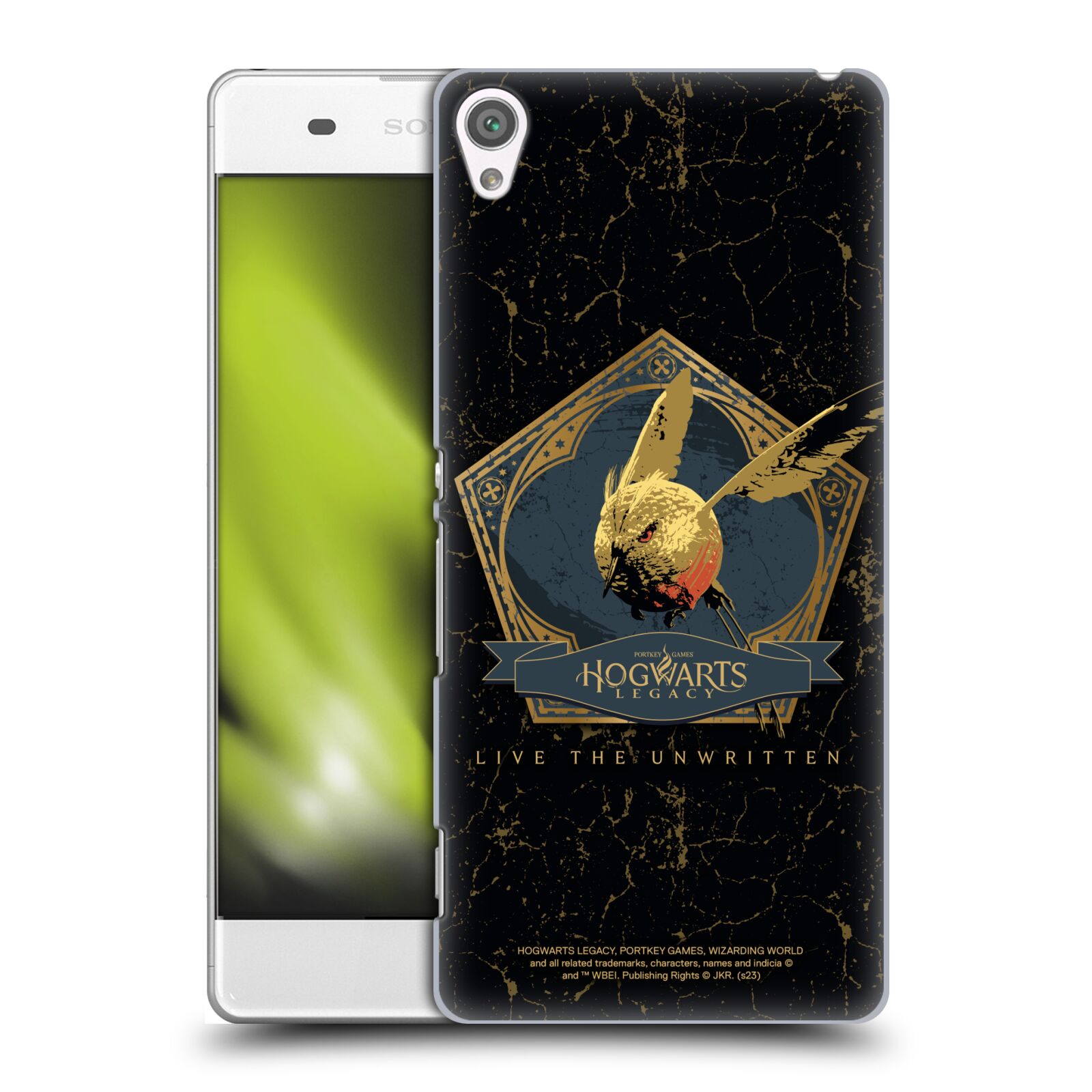 Obal na mobil Sony Xperia XA - HEAD CASE - Hogwarts Legacy - zlatý ptáček