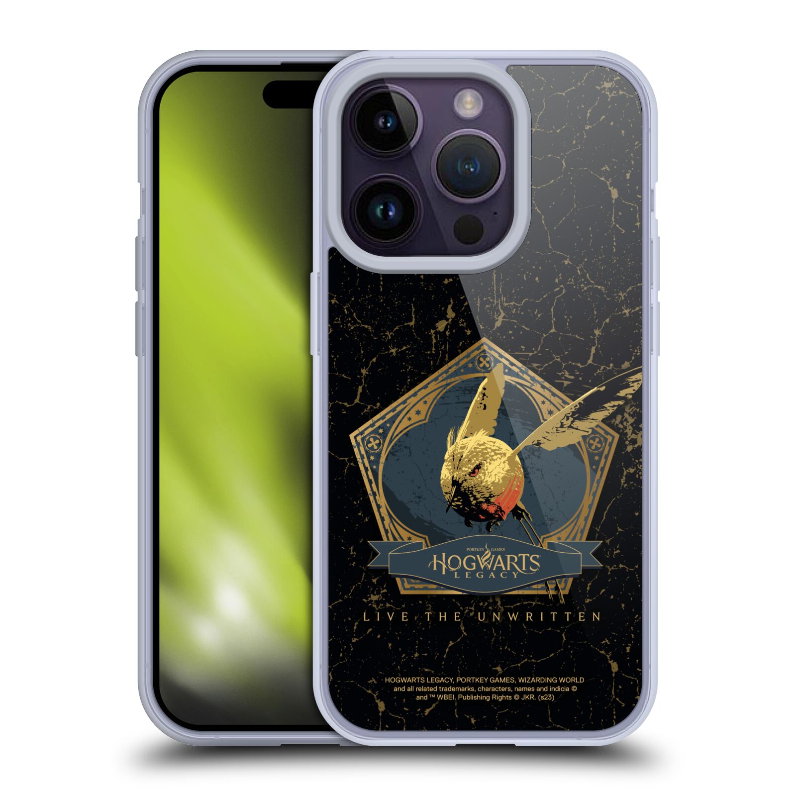 Obal na mobil Apple Iphone 14 PRO - HEAD CASE - Hogwarts Legacy - zlatý ptáček