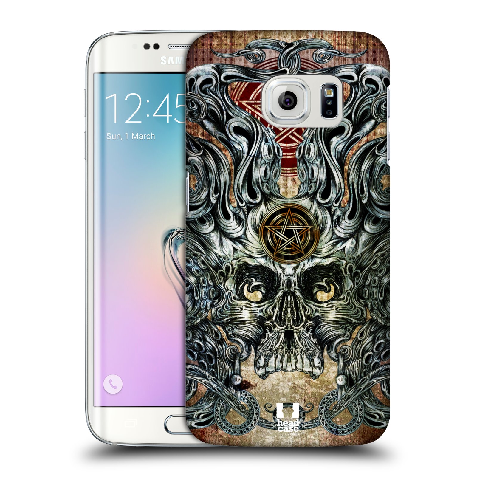 HEAD CASE plastový obal na mobil SAMSUNG Galaxy S6 EDGE (G9250, G925, G925F) vzor Kreslené lebky METAL chobotnice