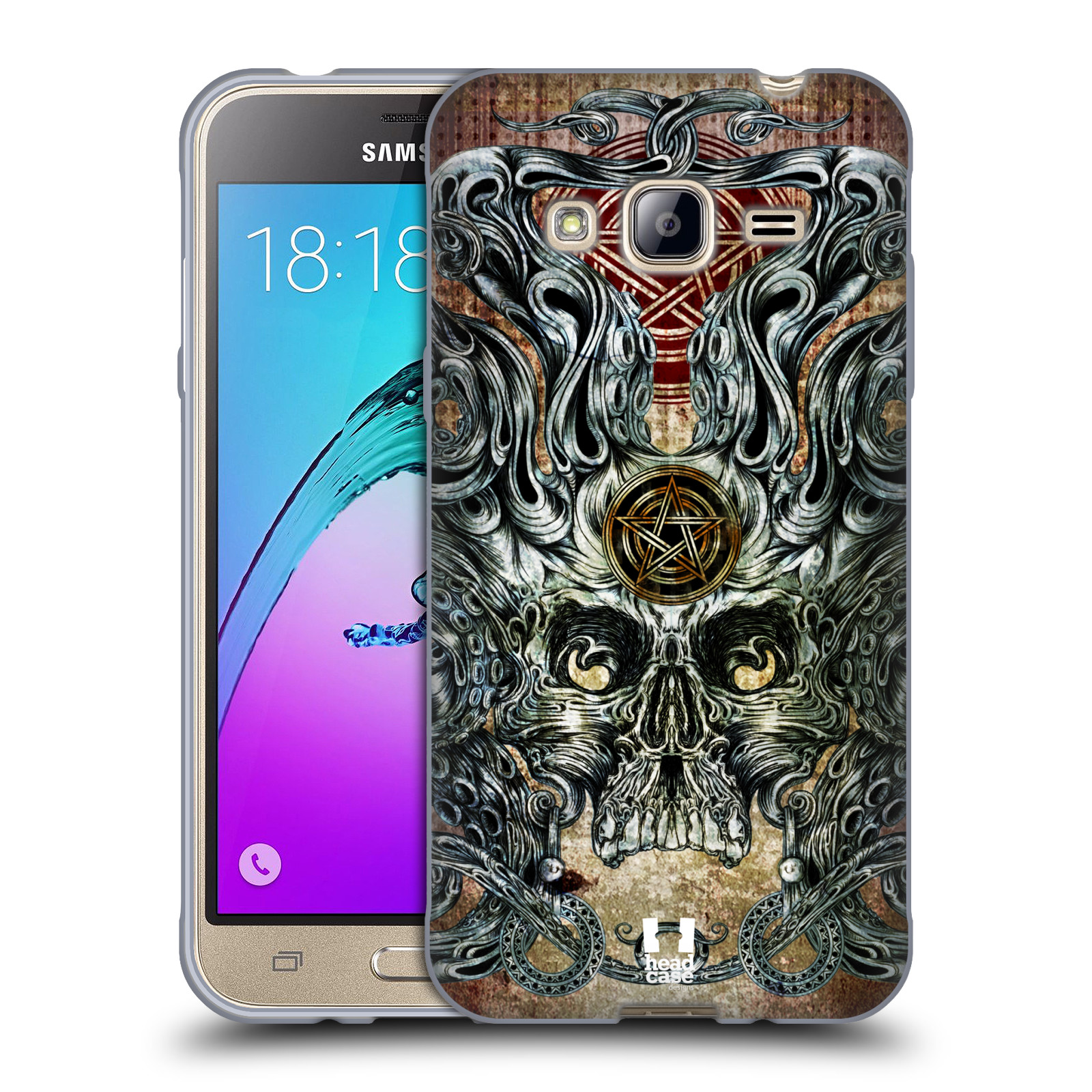 HEAD CASE silikonový obal na mobil Samsung Galaxy J3, J3 2016 vzor Kreslené lebky METAL chobotnice