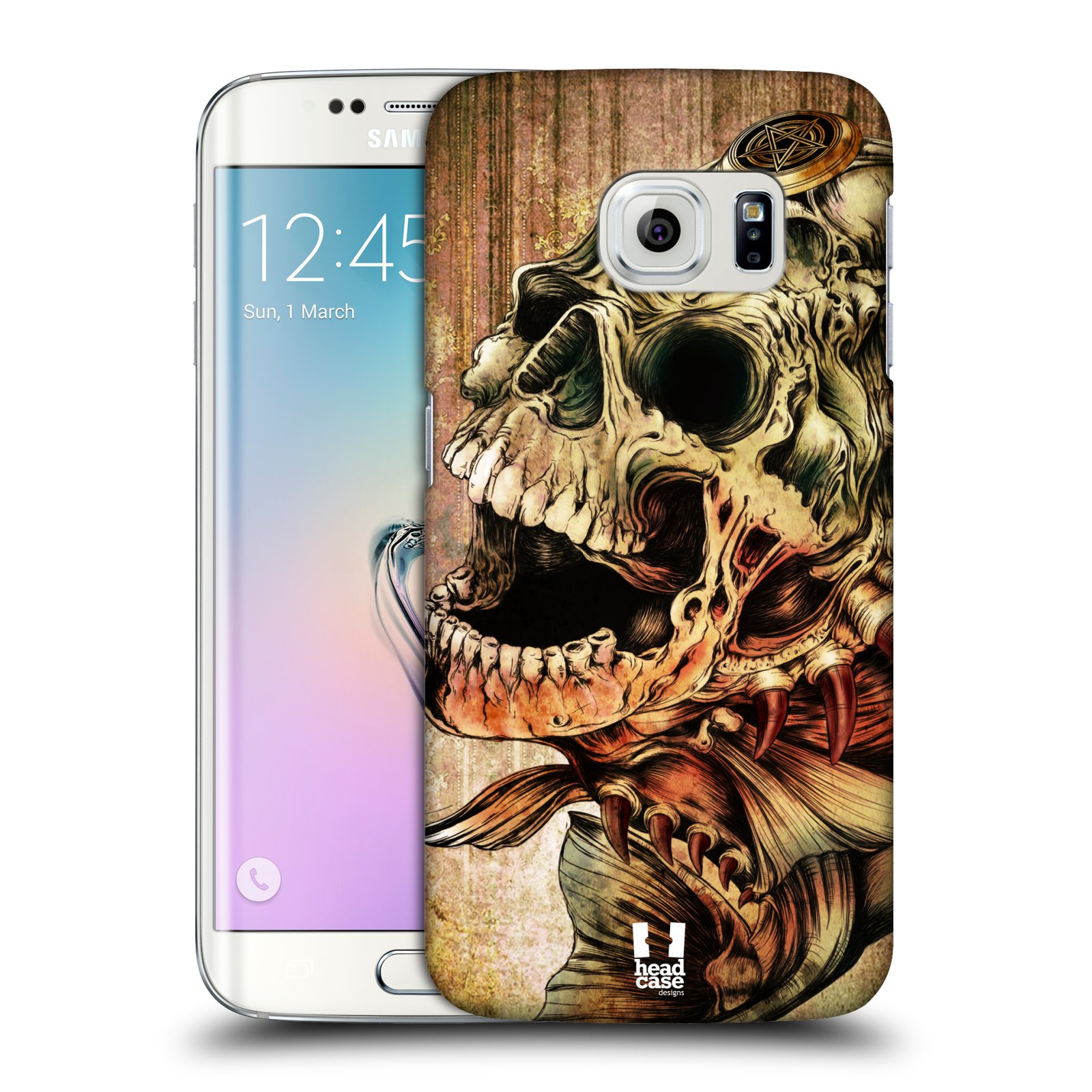 HEAD CASE plastový obal na mobil SAMSUNG Galaxy S6 EDGE (G9250, G925, G925F) vzor Kreslené lebky METAL Piraňa