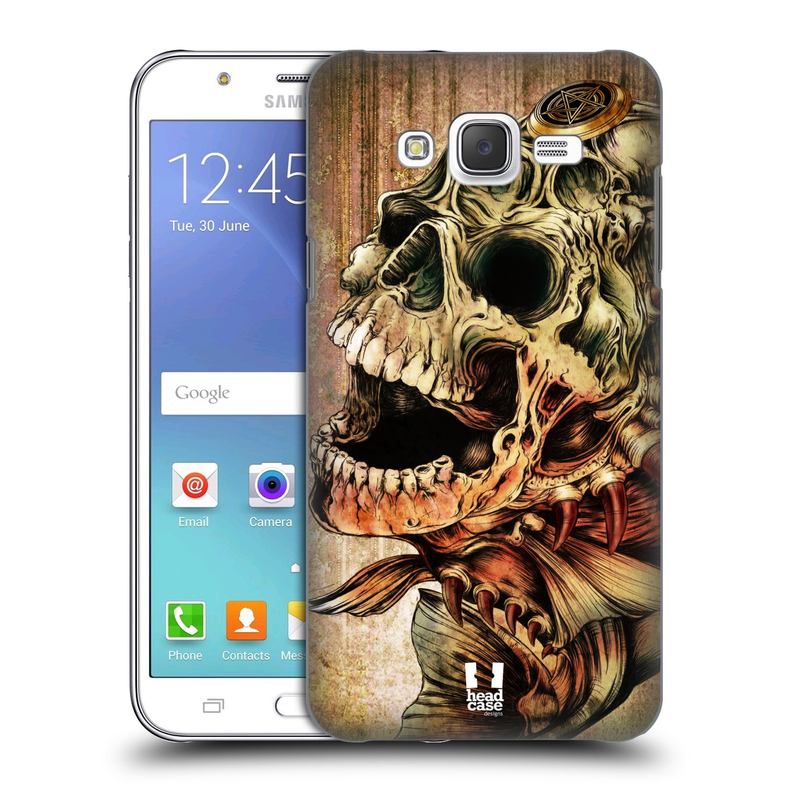 HEAD CASE plastový obal na mobil SAMSUNG Galaxy J5, J500 vzor Kreslené lebky METAL Piraňa