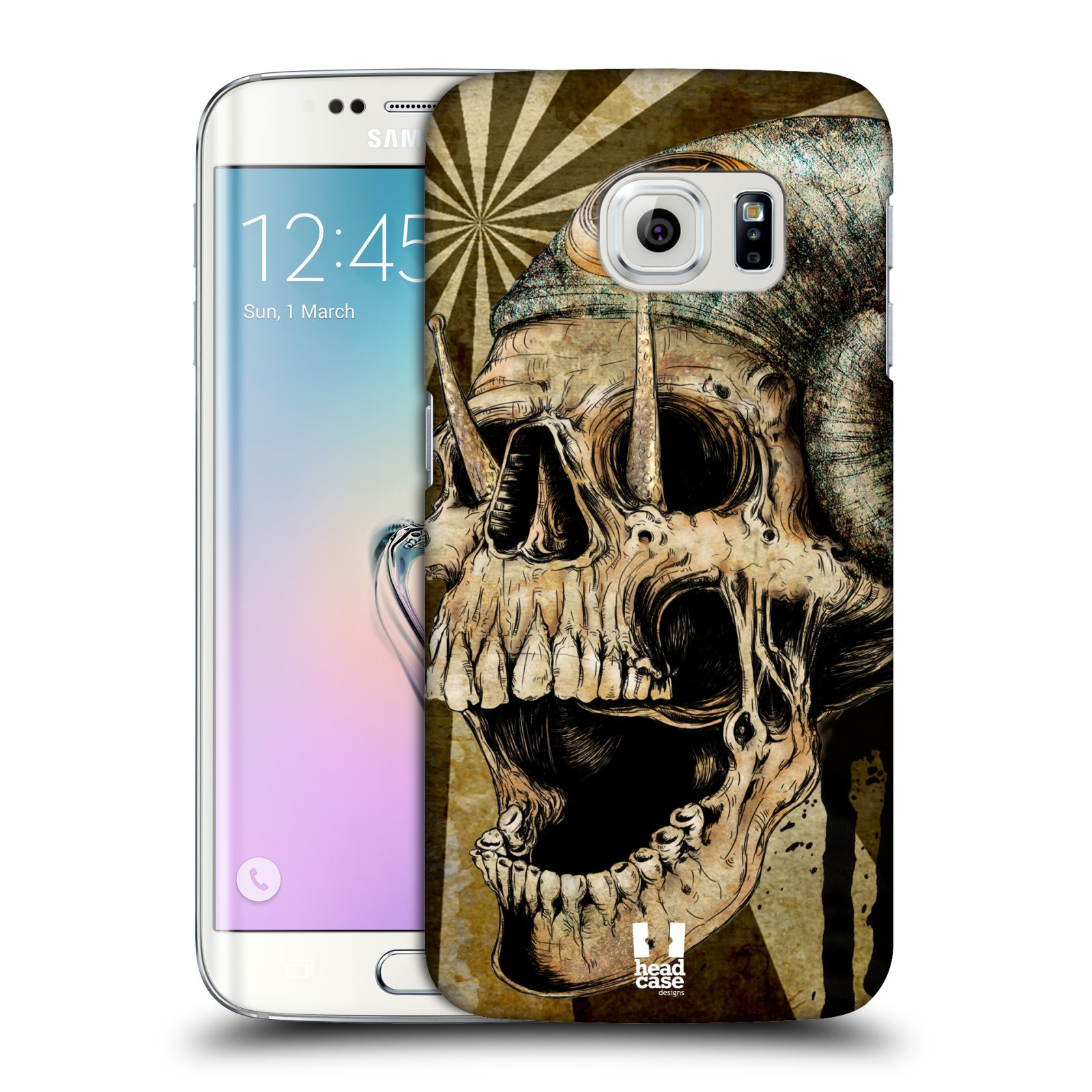 HEAD CASE plastový obal na mobil SAMSUNG Galaxy S6 EDGE (G9250, G925, G925F) vzor Kreslené lebky METAL rohy