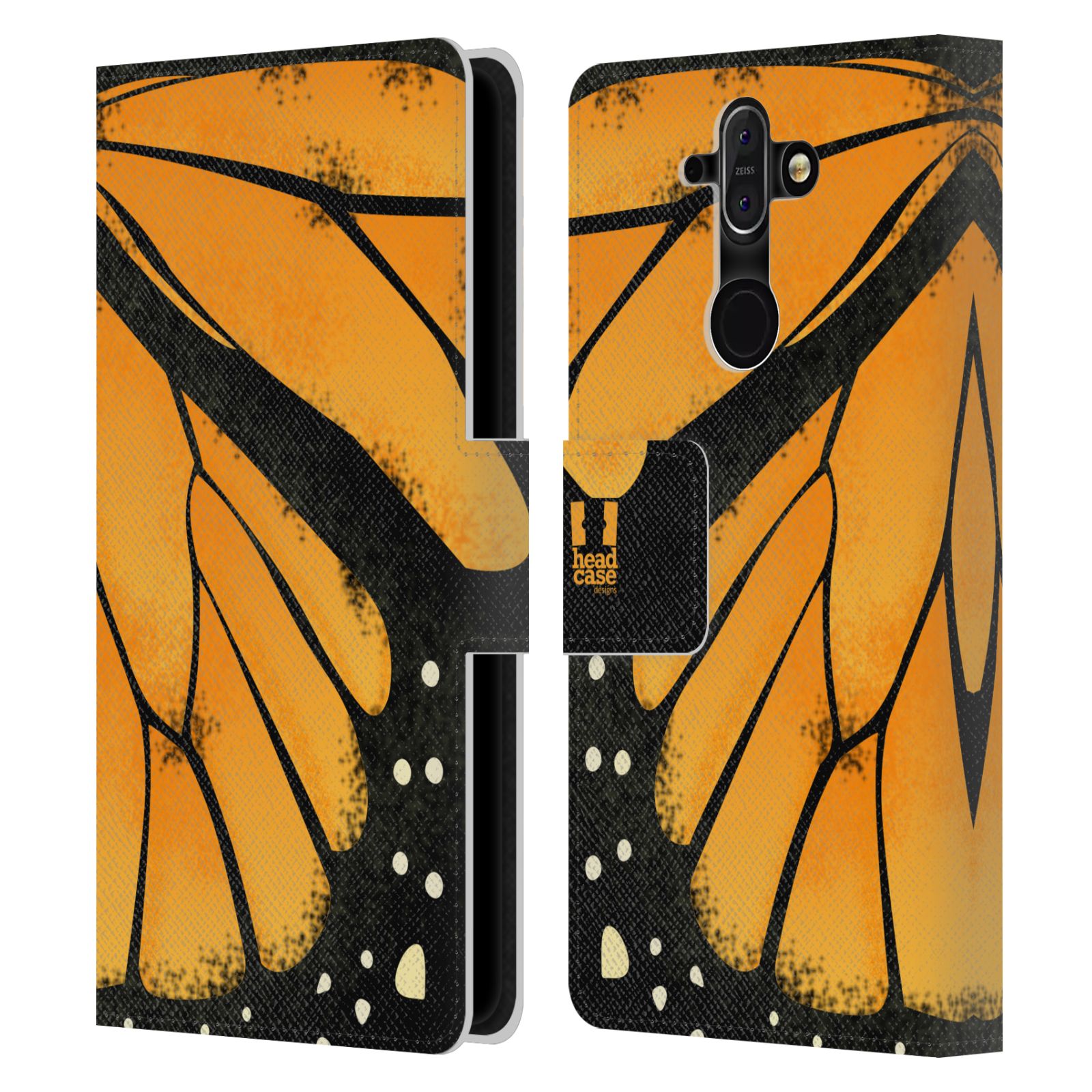 HEAD CASE Flipové pouzdro pro mobil Nokia 8 SIROCCO motýl a křídla kreslený vzor MONARCHA žlutá