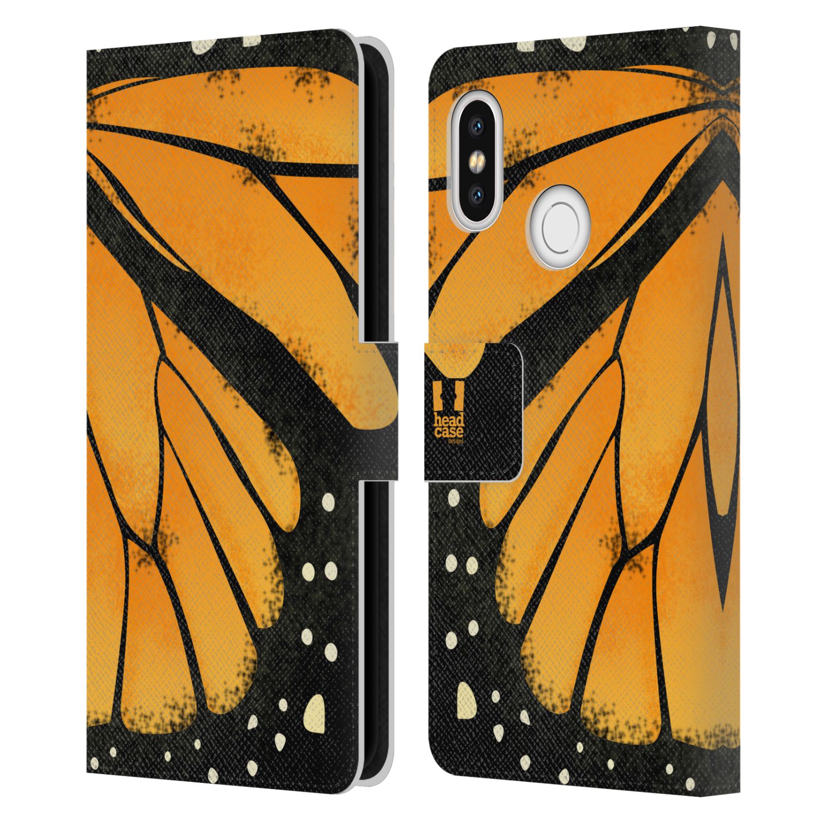 HEAD CASE Flipové pouzdro pro mobil Xiaomi Mi 8 motýl a křídla kreslený vzor MONARCHA žlutá