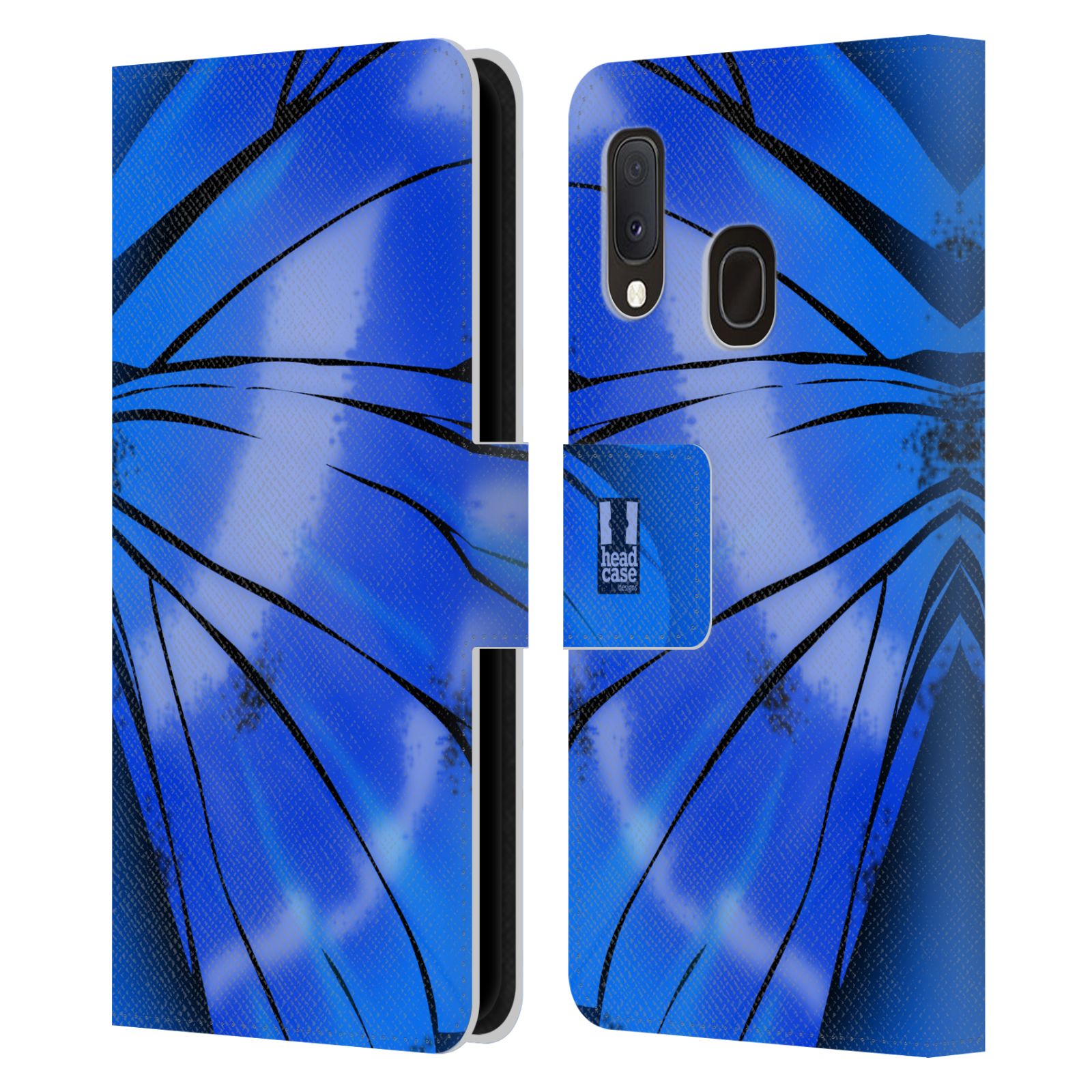 Pouzdro pro mobil Samsung Galaxy A20E - Motýlí křídla modrá barva