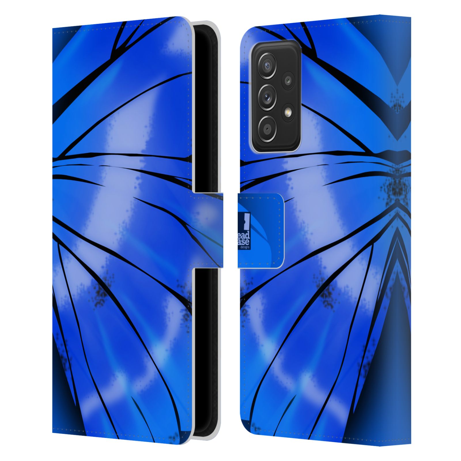 Pouzdro HEAD CASE na mobil Samsung Galaxy A52 / A52 5G / A52s 5G motýl a křídla kreslený vzor modrá zářivá
