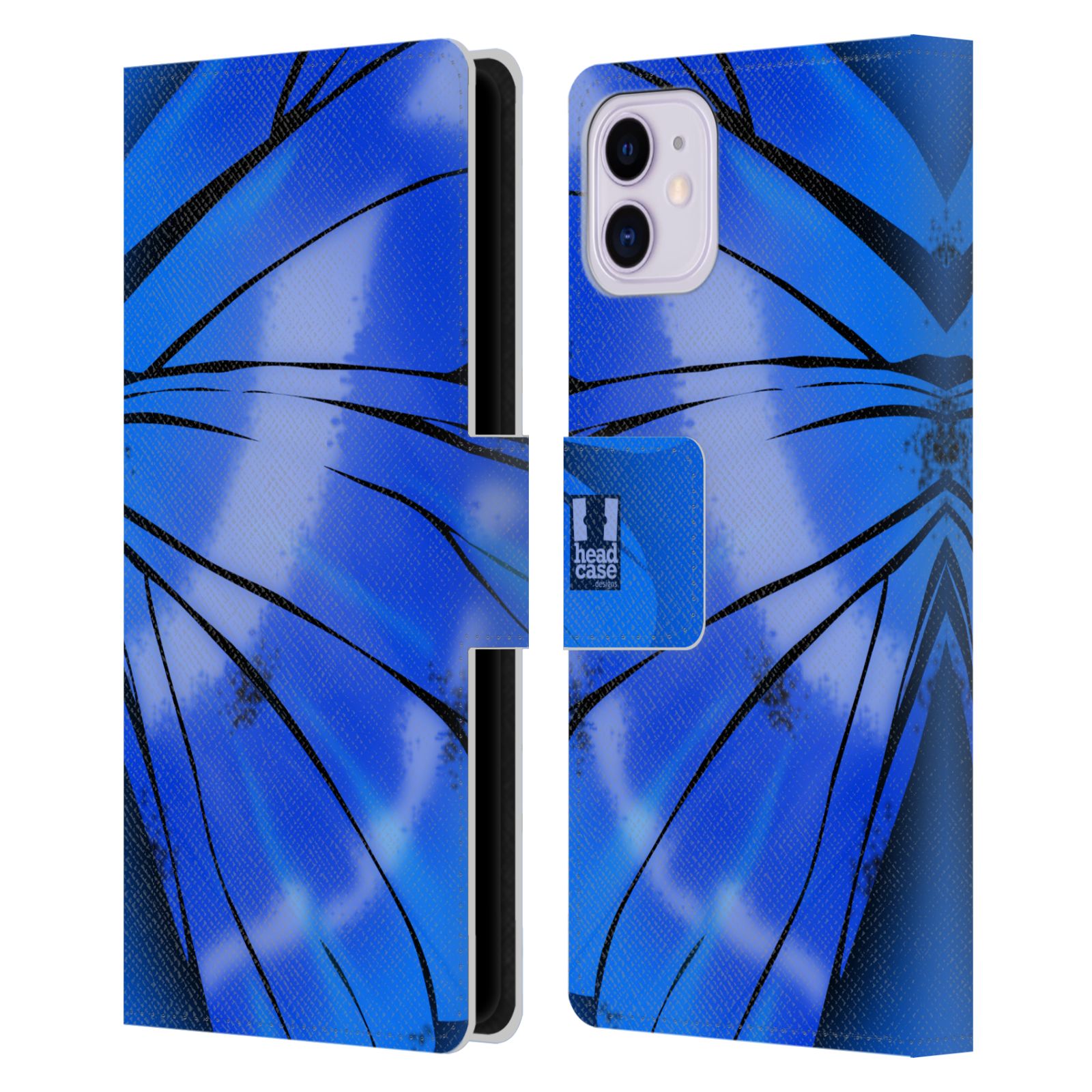 Pouzdro na mobil Apple Iphone 11 motýl a křídla kreslený vzor modrá zářivá