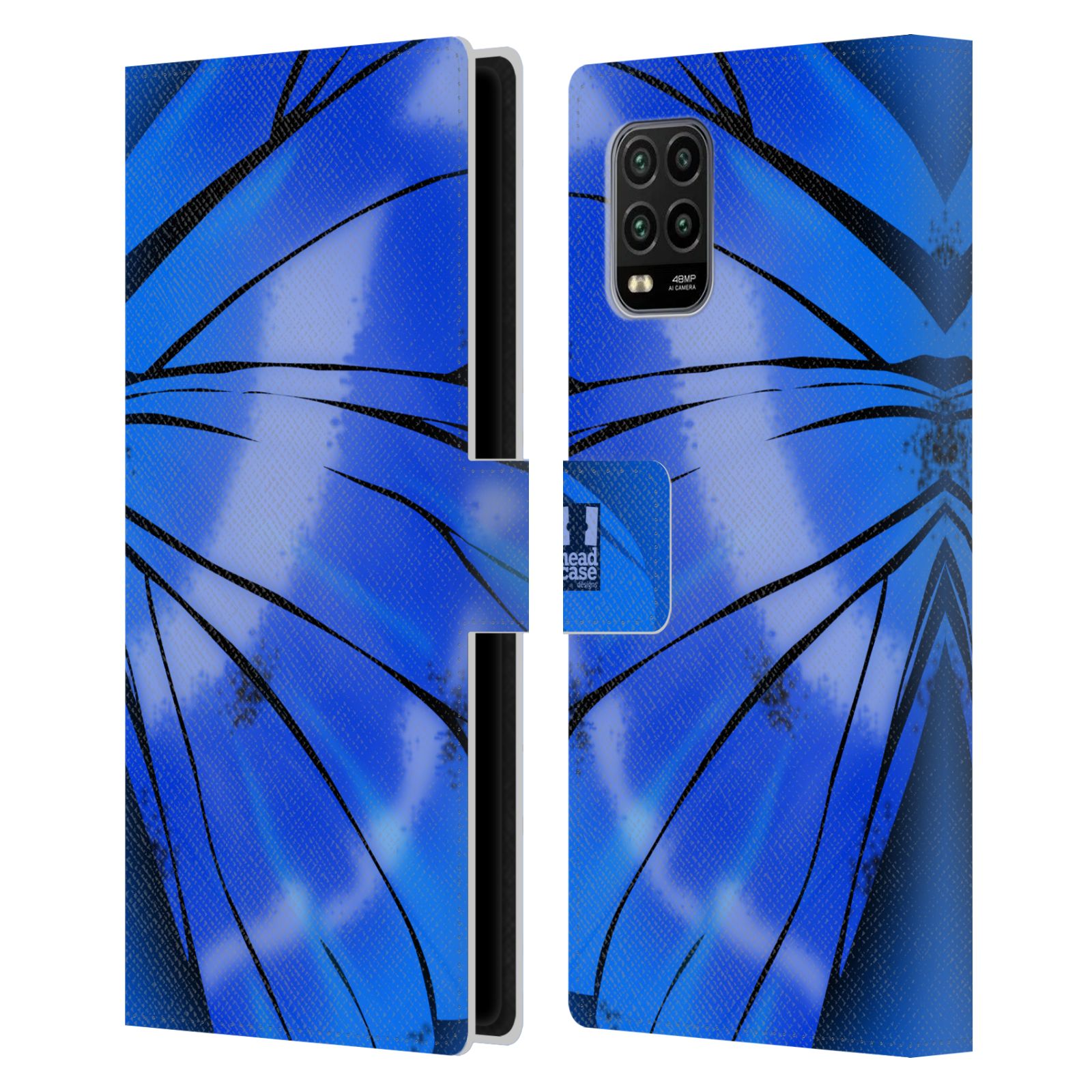 Pouzdro na mobil Xiaomi Mi 10 LITE motýl a křídla kreslený vzor modrá zářivá