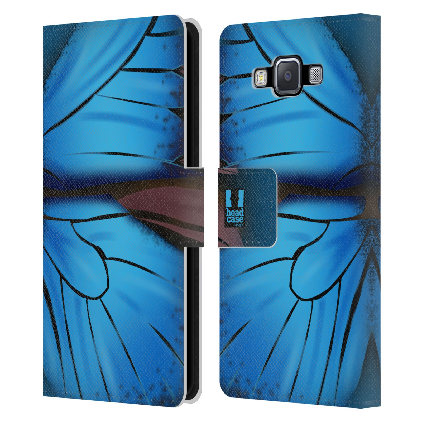 HEAD CASE Flipové pouzdro pro mobil Samsung Galaxy A5 motýl a křídla kreslený vzor modrá barva