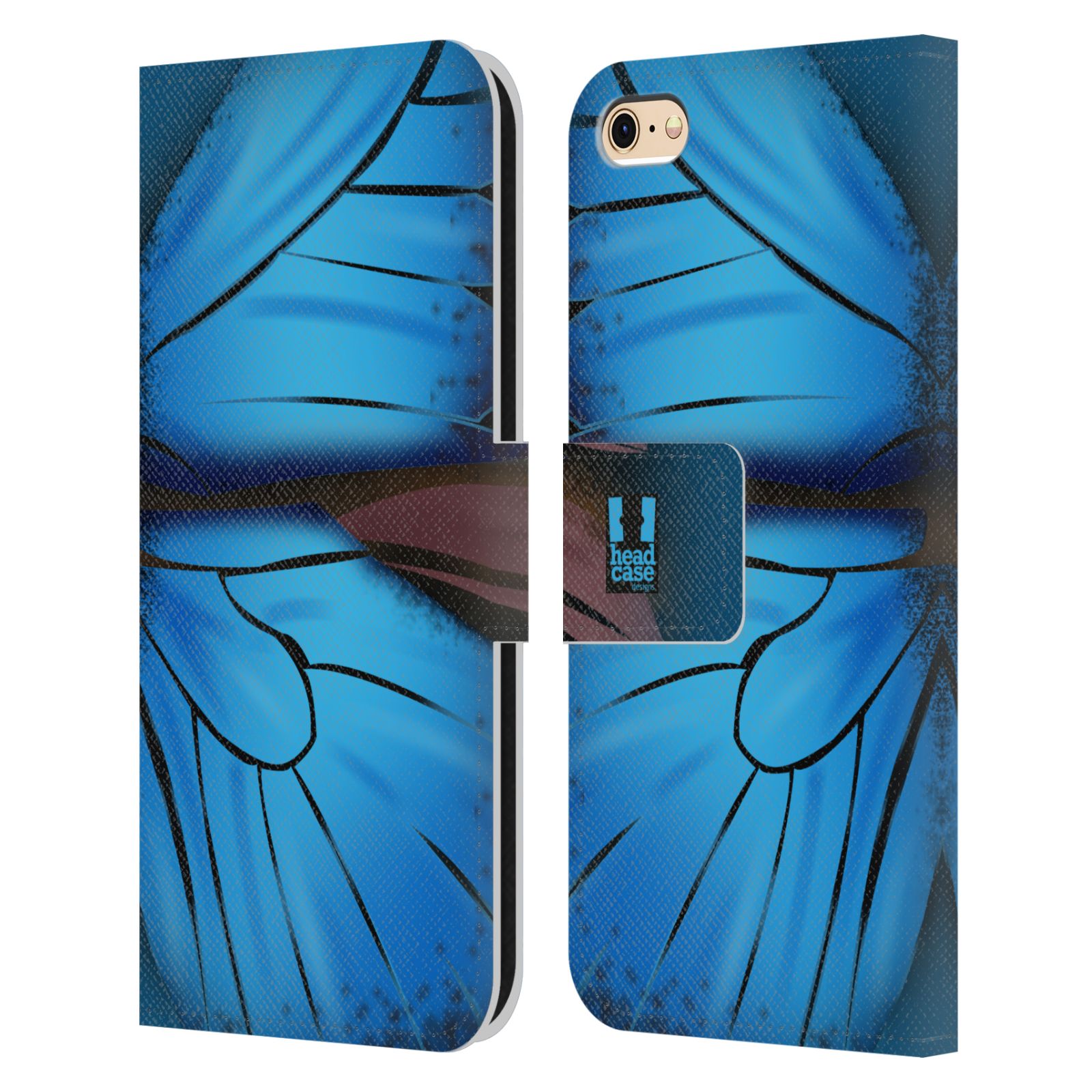 HEAD CASE Flipové pouzdro pro mobil Apple Iphone 6/6s motýl a křídla kreslený vzor modrá barva