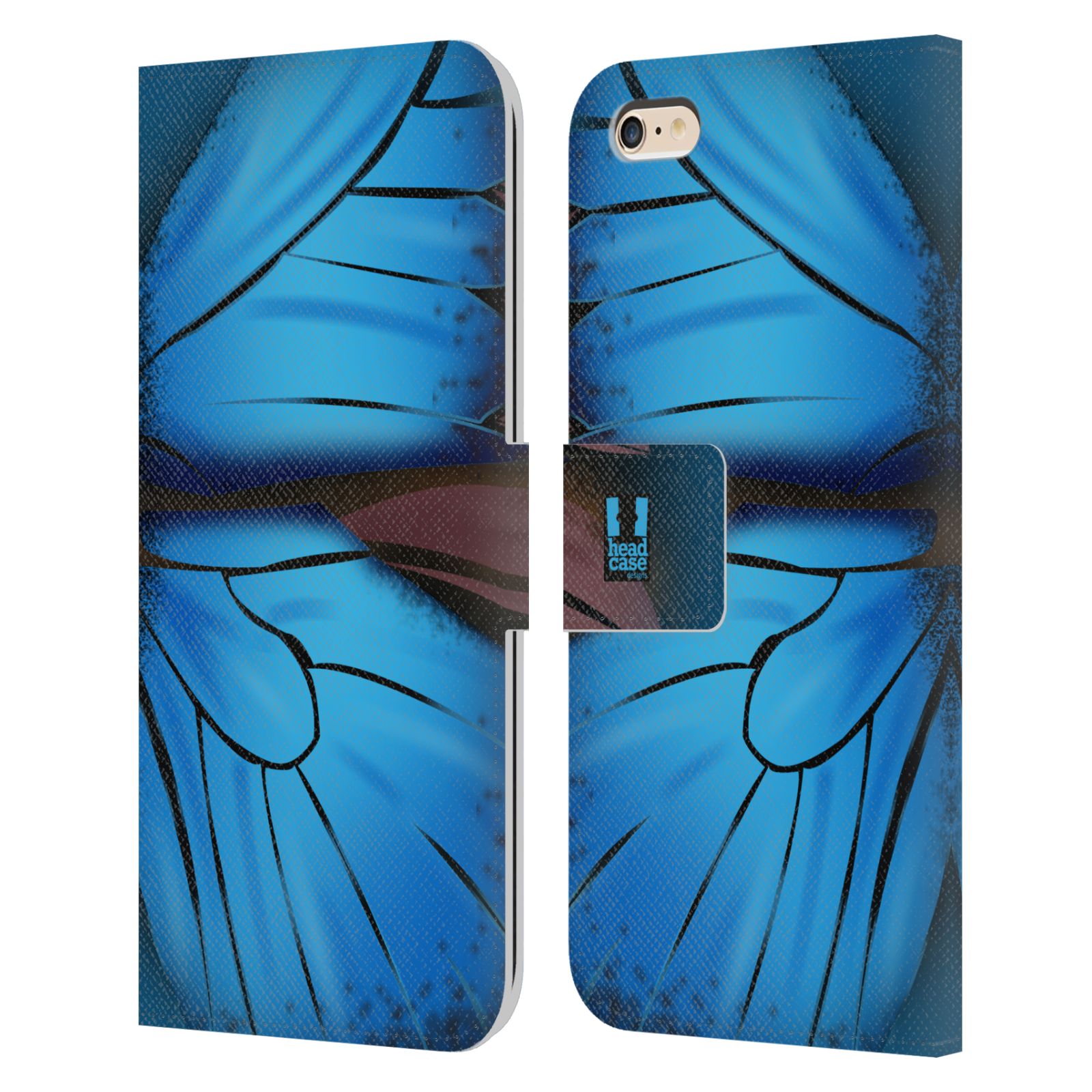 HEAD CASE Flipové pouzdro pro mobil Apple Iphone 6 PLUS / 6S PLUS motýl a křídla kreslený vzor modrá barva