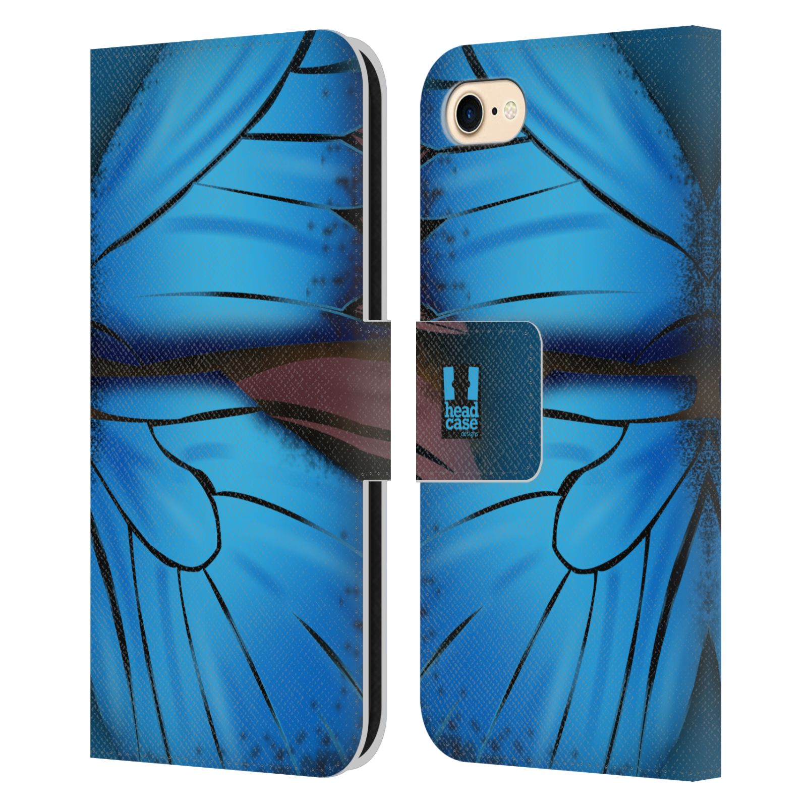 HEAD CASE Flipové pouzdro pro mobil Apple Iphone 7/8/SE 2020 motýl a křídla kreslený vzor modrá barva