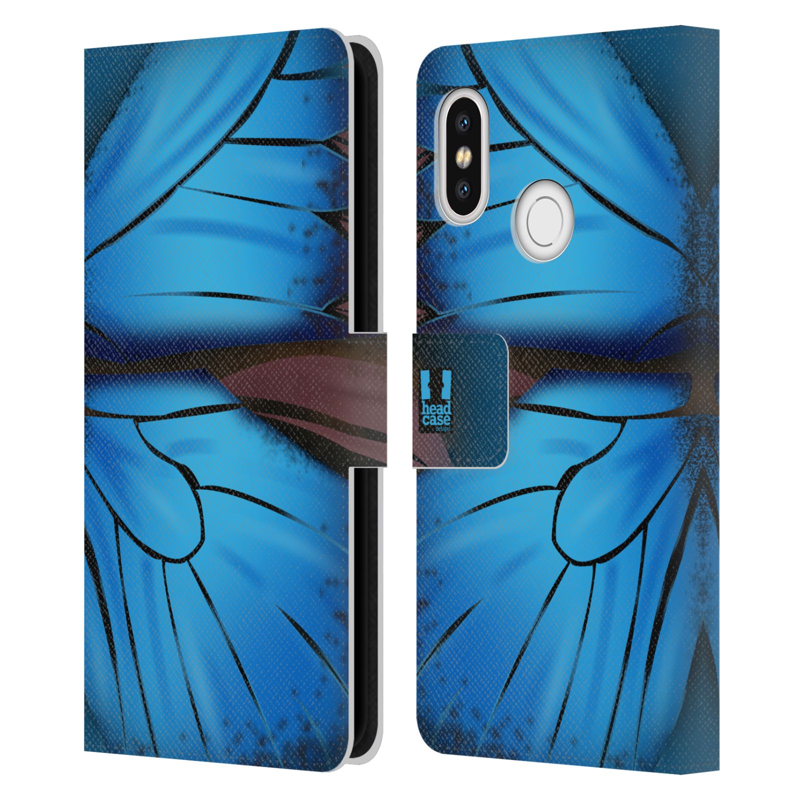 HEAD CASE Flipové pouzdro pro mobil Xiaomi Mi 8 motýl a křídla kreslený vzor modrá barva