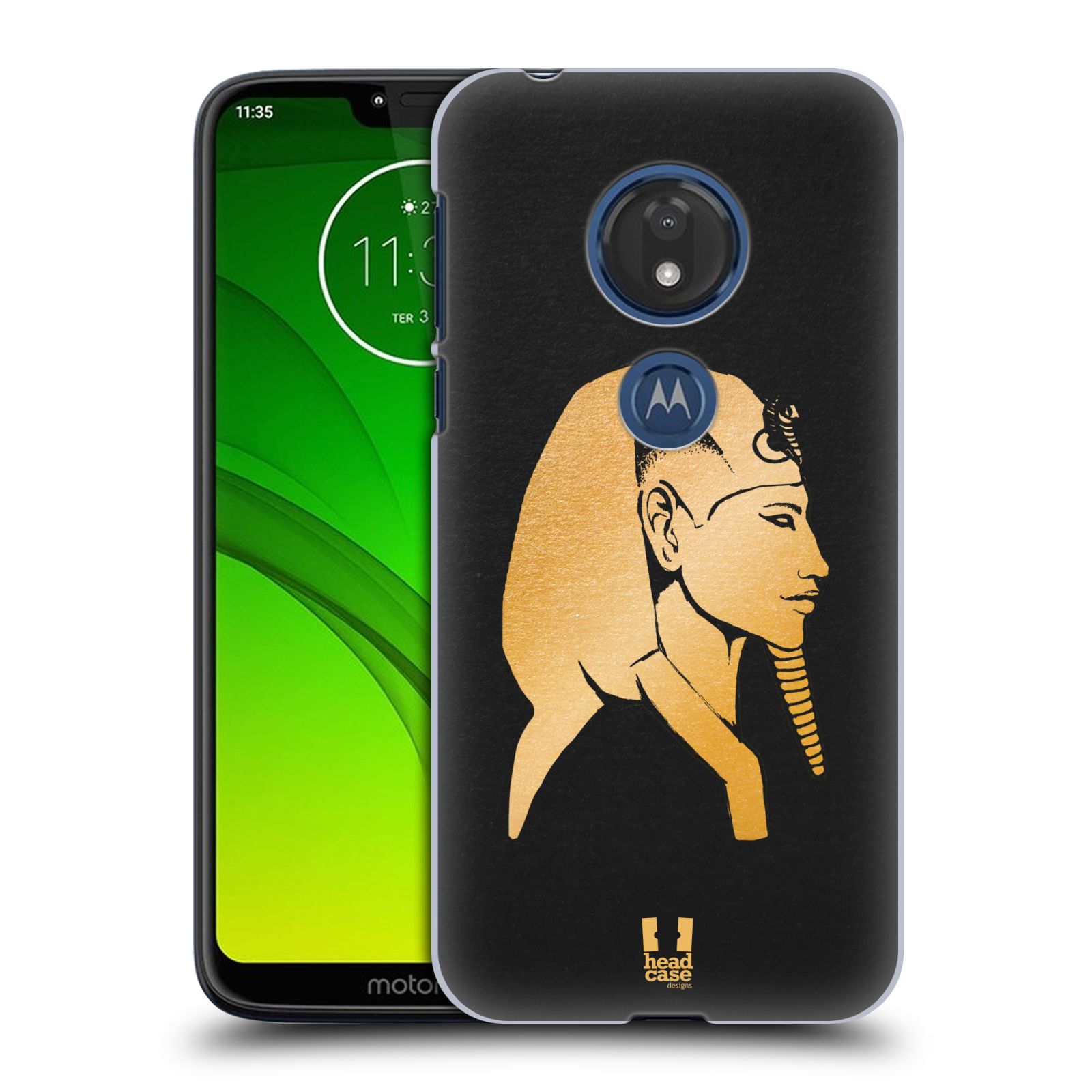 Pouzdro na mobil Motorola Moto G7 Play vzor EGYPT zlatá a černá Amenhotep