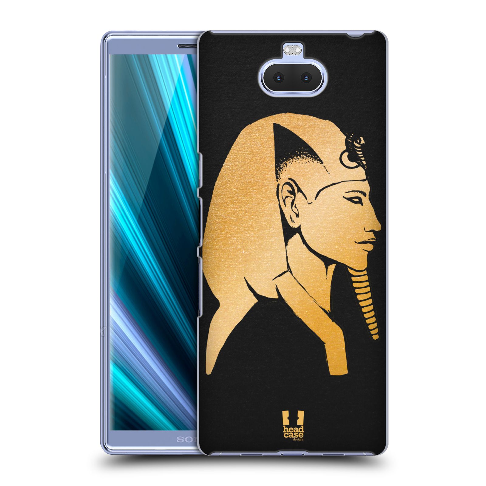 Pouzdro na mobil Sony Xperia 10 - Head Case - vzor EGYPT zlatá a černá Amenhotep