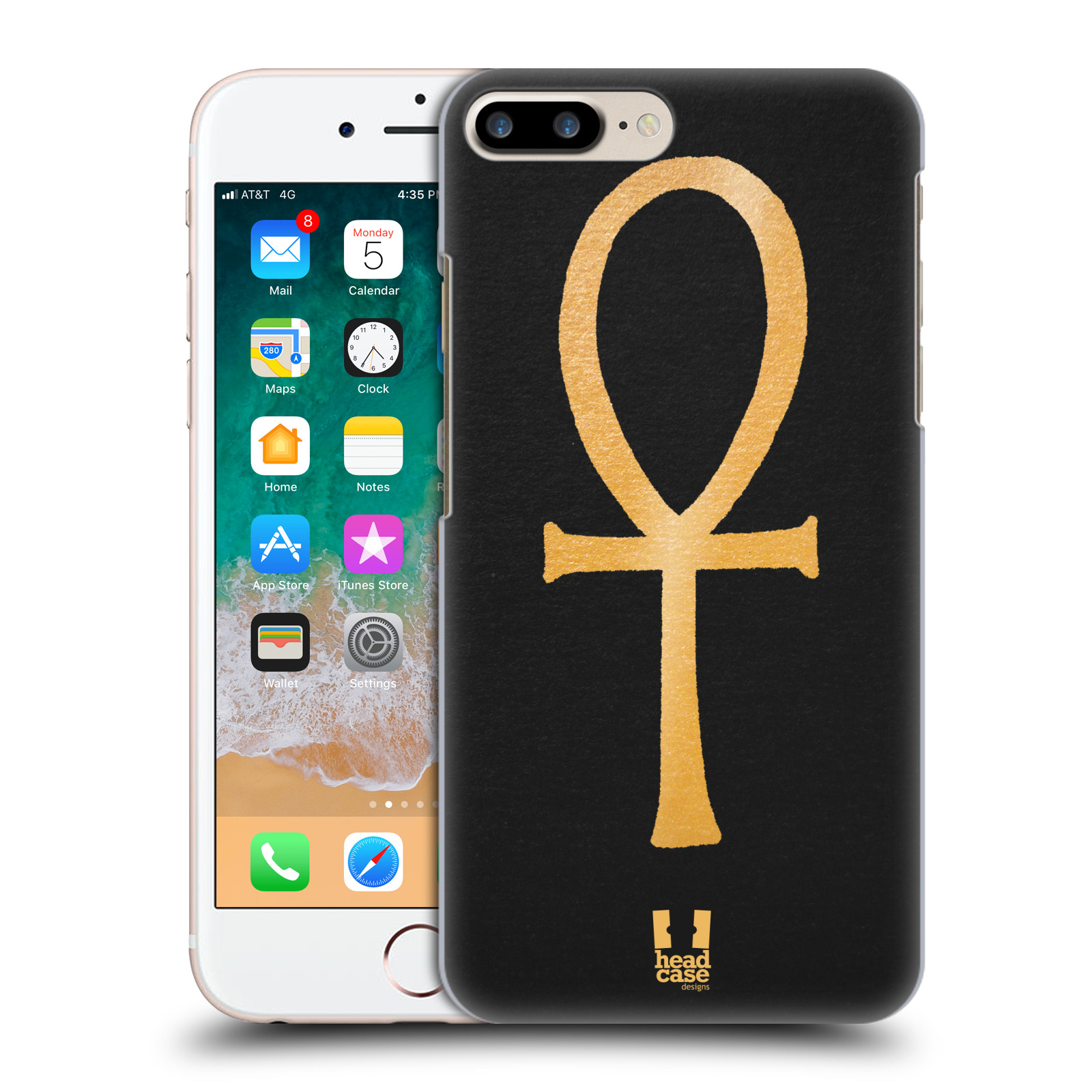 Plastové pouzdro pro mobil Apple Iphone 8 PLUS vzor EGYPT zlatá a černá SYMBOL ŽIVOTA