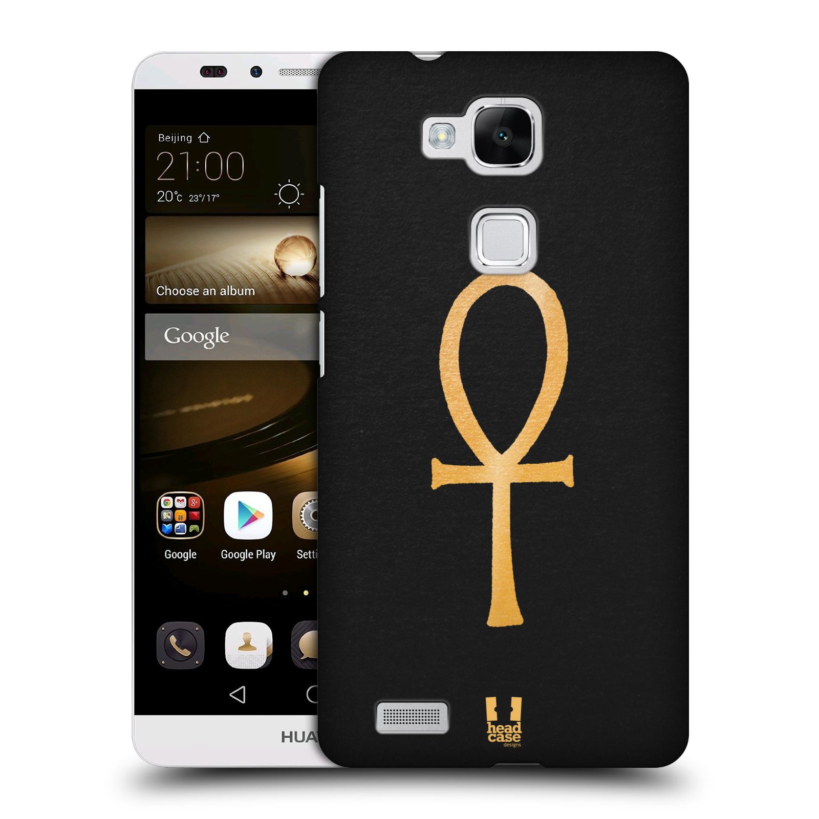 HEAD CASE plastový obal na mobil Huawei Mate 7 vzor EGYPT zlatá a černá SYMBOL ŽIVOTA