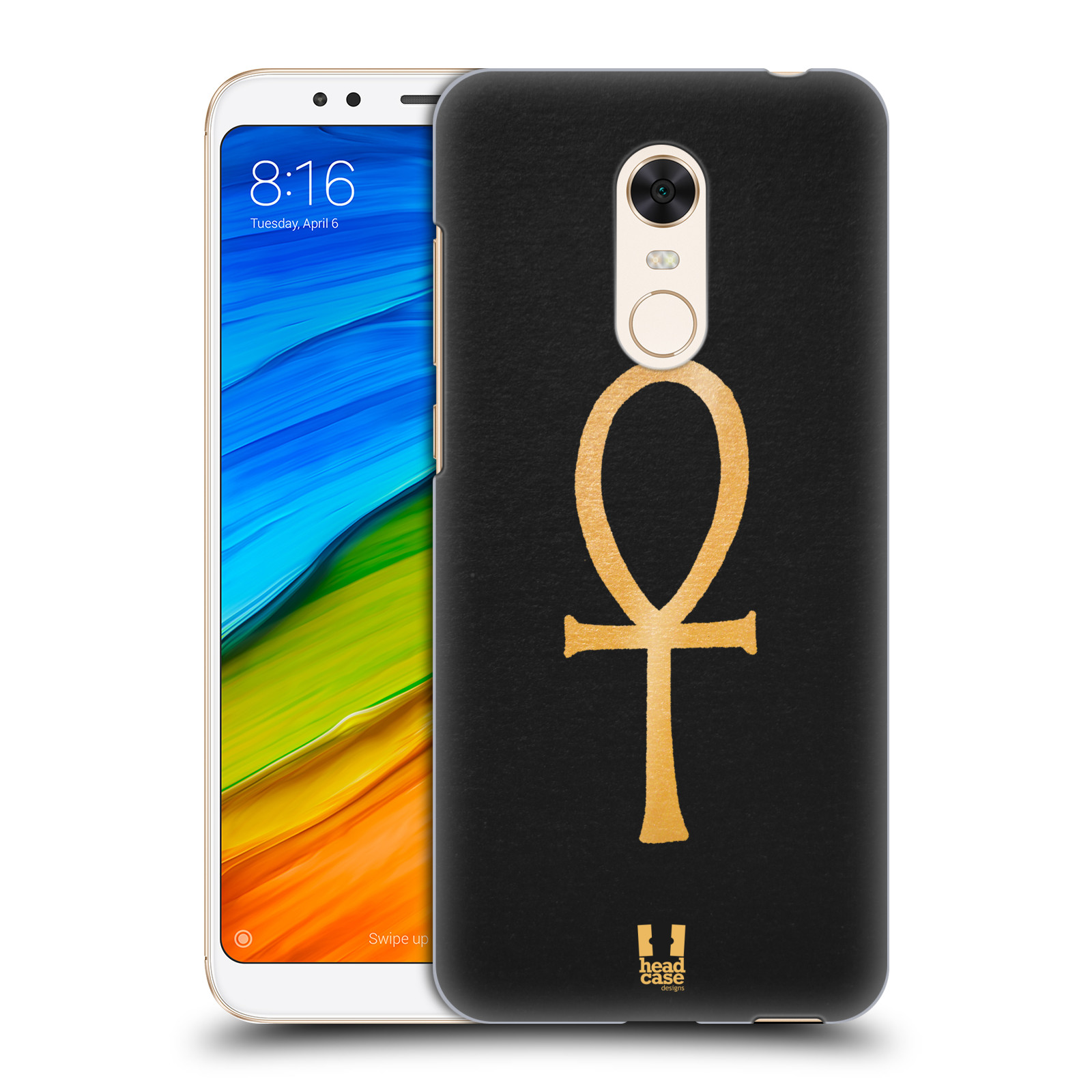 HEAD CASE plastový obal na mobil Xiaomi Redmi 5 PLUS vzor EGYPT zlatá a černá SYMBOL ŽIVOTA