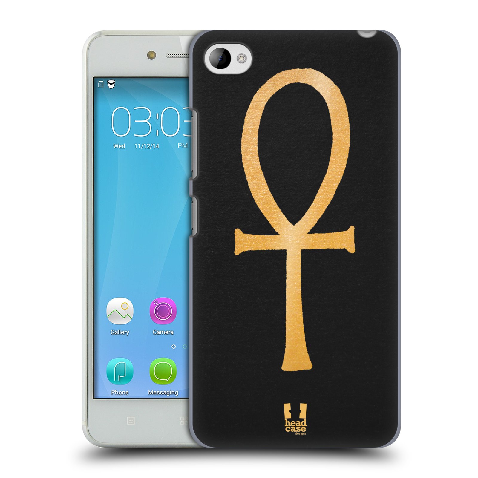 HEAD CASE pevný plastový obal na mobil LENOVO S90 vzor EGYPT zlatá a černá SYMBOL ŽIVOTA