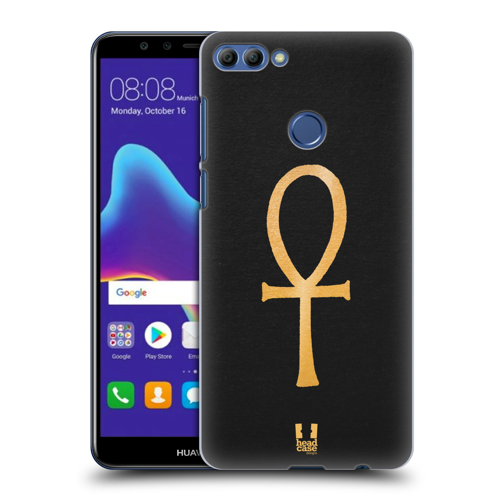 HEAD CASE plastový obal na mobil Huawei Y9 2018 vzor EGYPT zlatá a černá SYMBOL ŽIVOTA