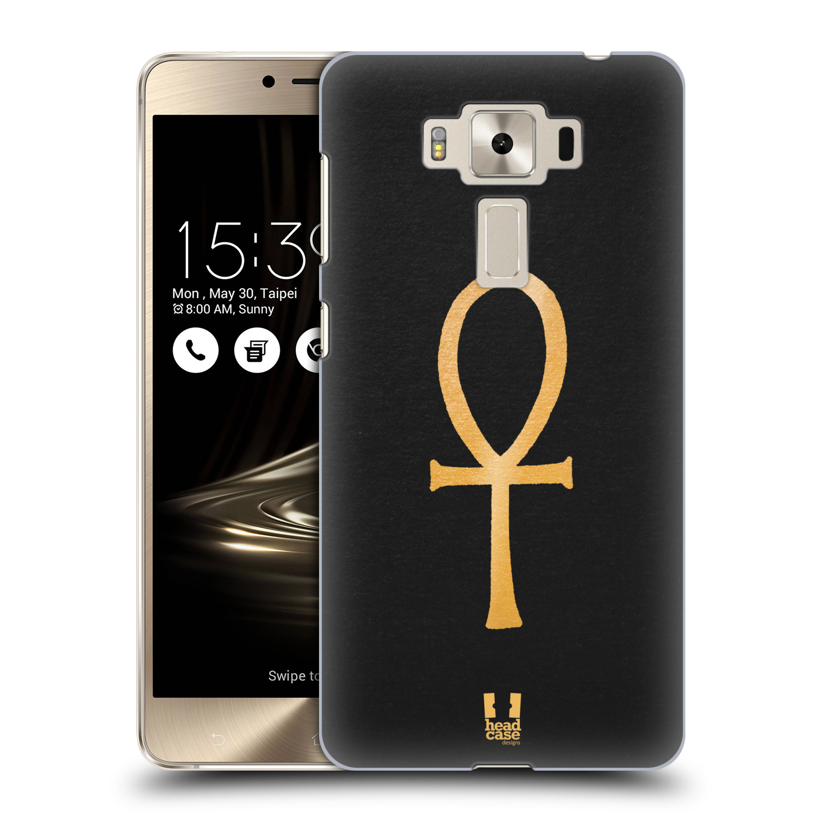 HEAD CASE plastový obal na mobil Asus Zenfone 3 DELUXE ZS550KL vzor EGYPT zlatá a černá SYMBOL ŽIVOTA