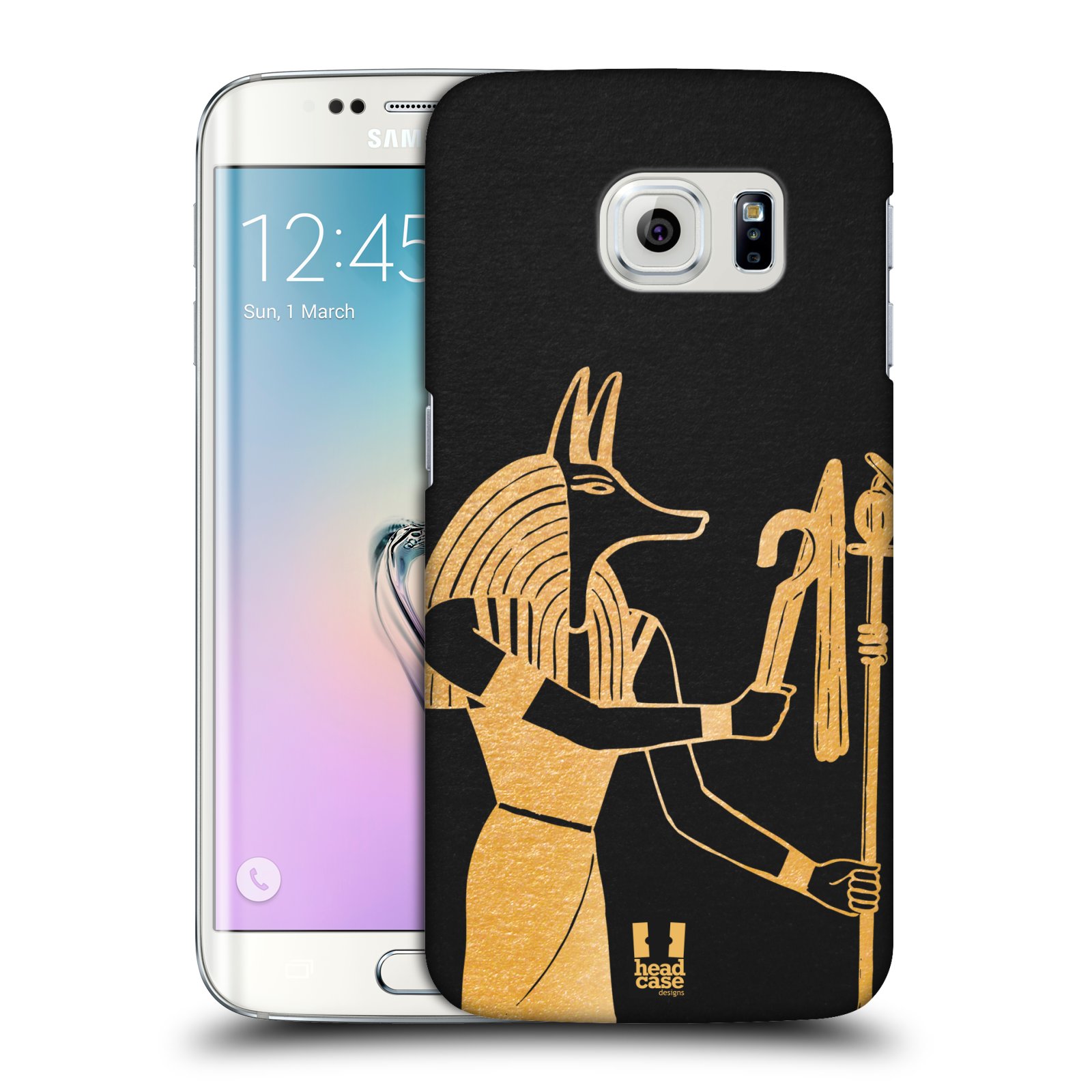 HEAD CASE plastový obal na mobil SAMSUNG Galaxy S6 EDGE (G9250, G925, G925F) vzor EGYPT zlatá a černá Anubis