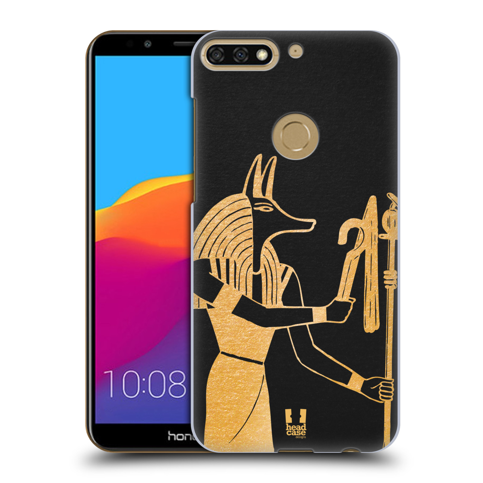 HEAD CASE plastový obal na mobil Honor 7c vzor EGYPT zlatá a černá Anubis