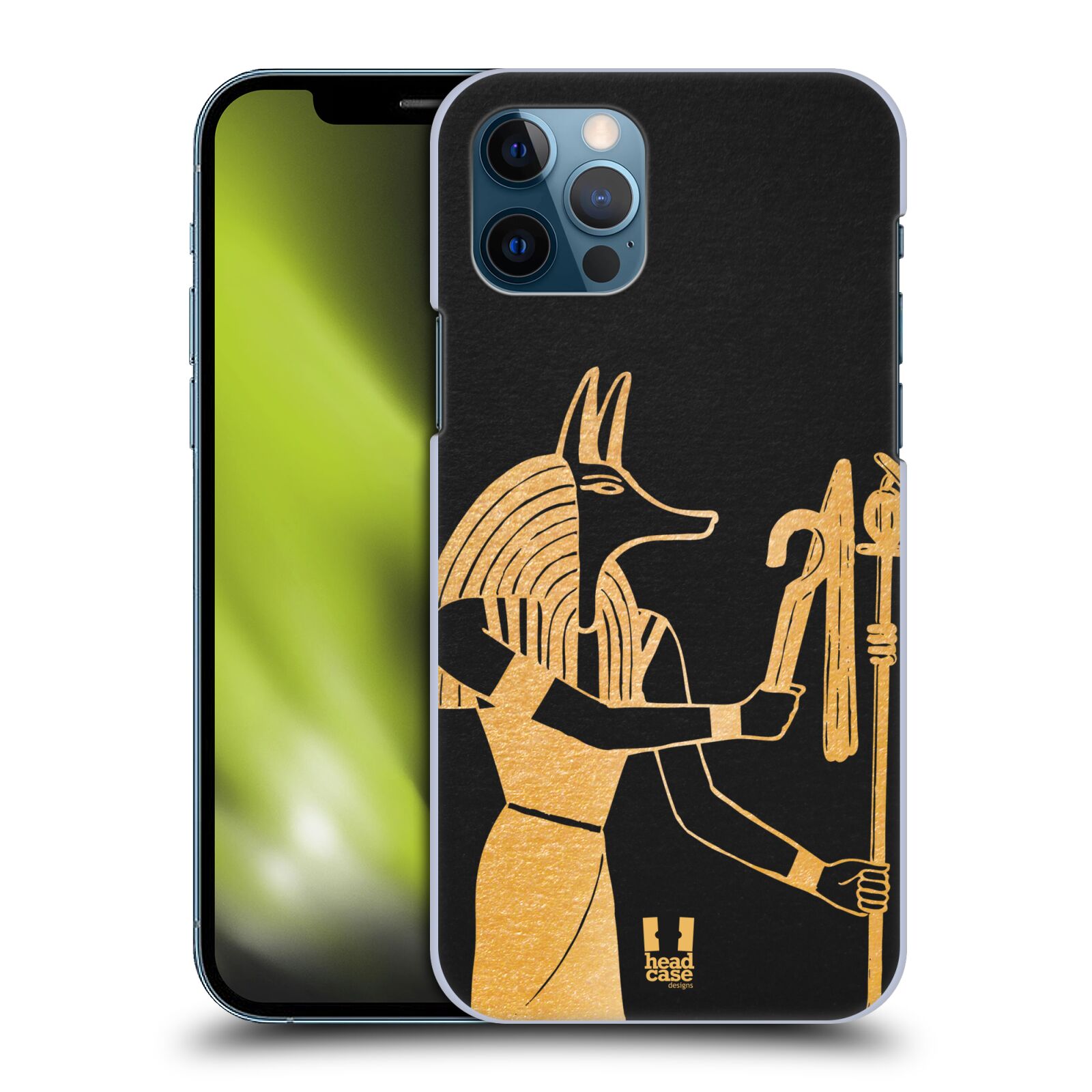HEAD CASE plastový obal na mobil Apple Iphone 12 / Iphone 12 PRO vzor EGYPT zlatá a černá Anubis