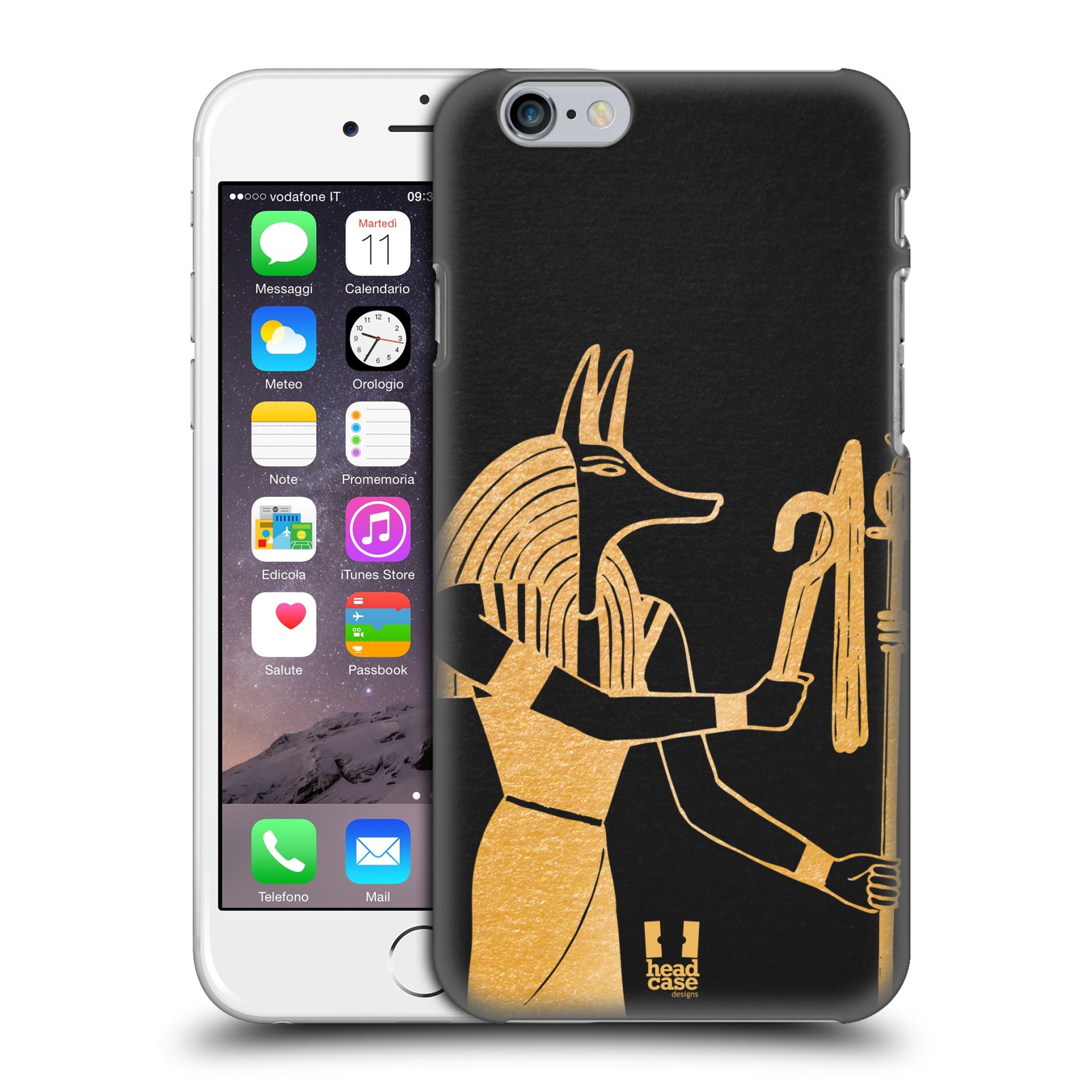 Plastové pouzdro pro mobil Apple Iphone 6/6S vzor EGYPT zlatá a černá Anubis