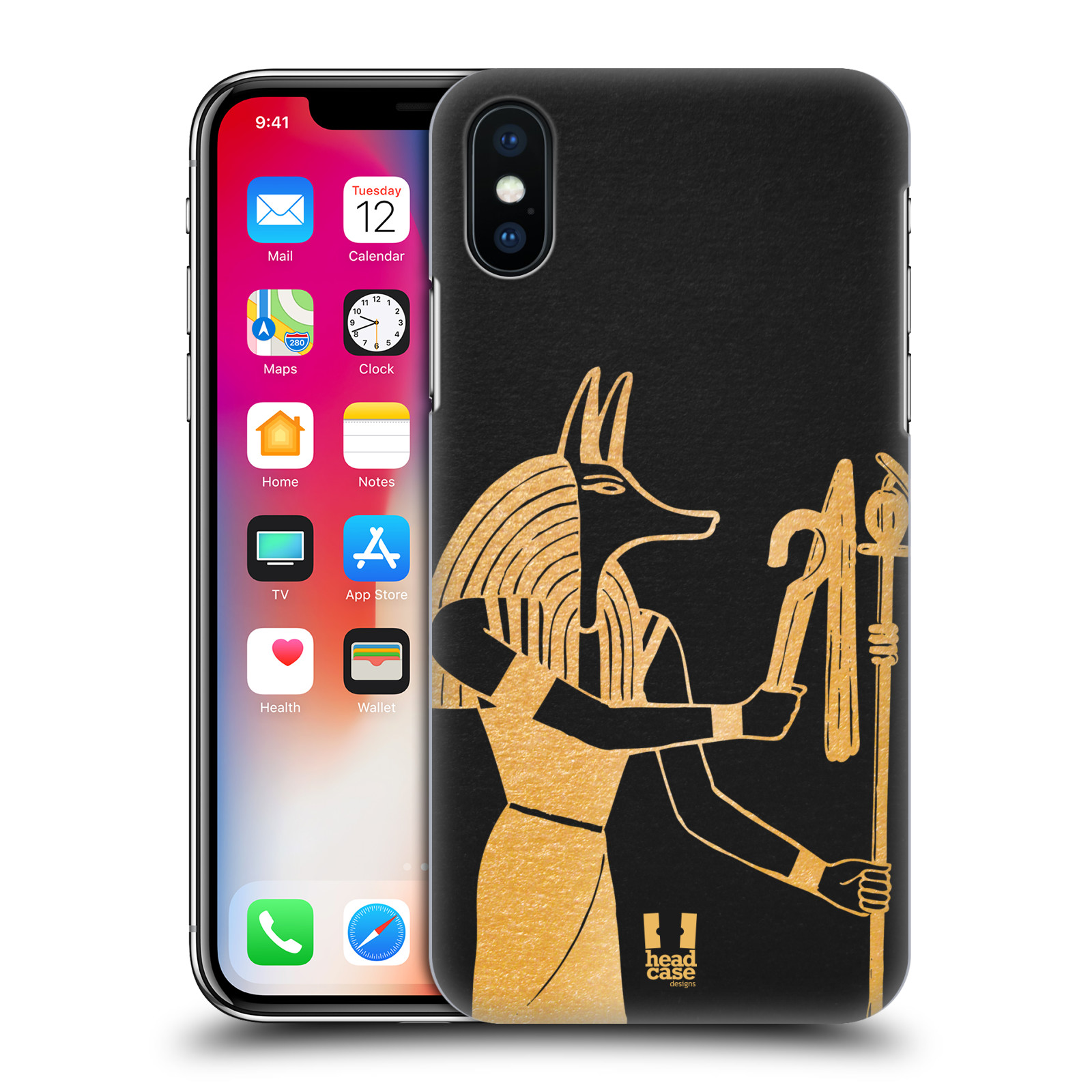 HEAD CASE plastový obal na mobil Apple Iphone X / XS vzor EGYPT zlatá a černá Anubis