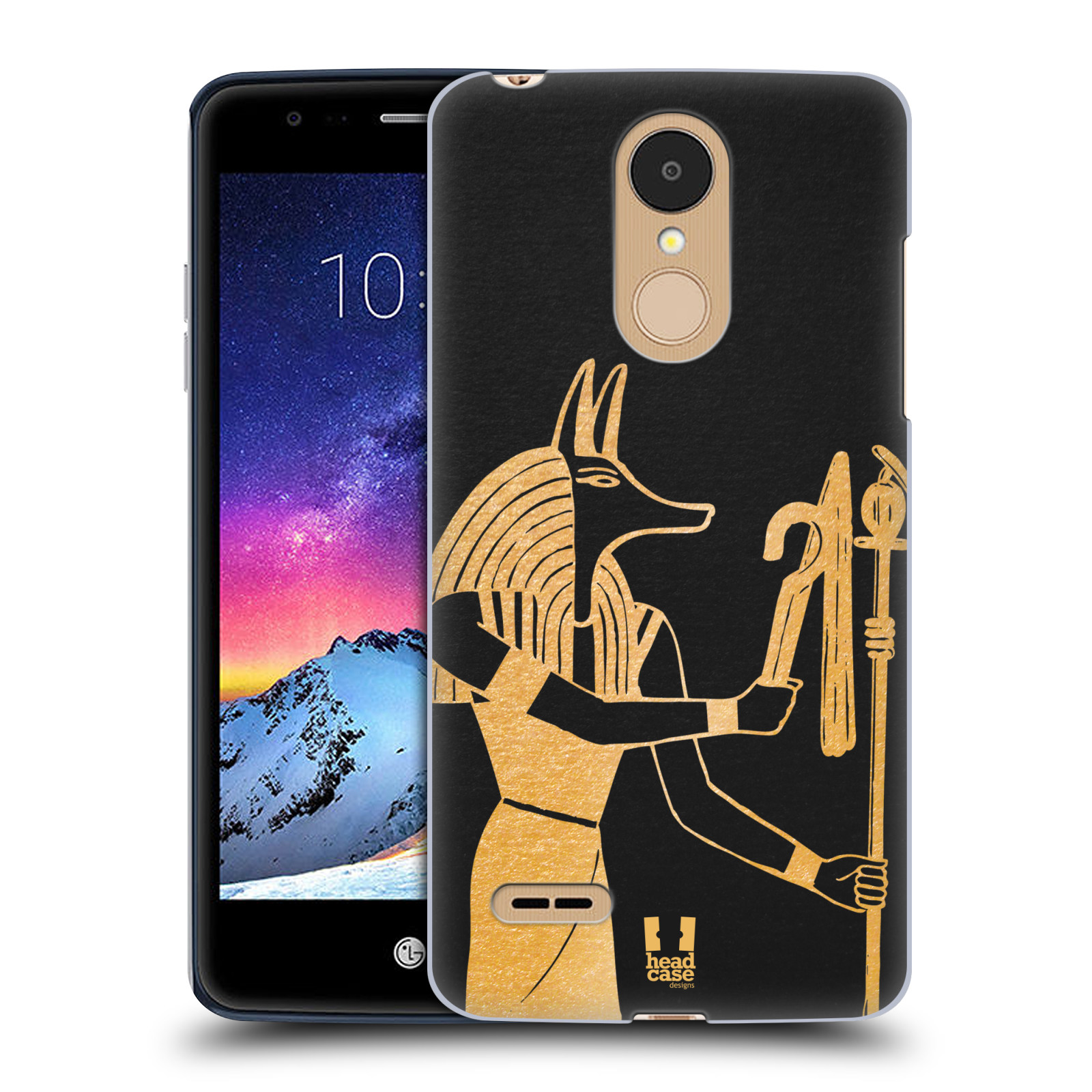 HEAD CASE plastový obal na mobil LG K9 / K8 2018 vzor EGYPT zlatá a černá Anubis