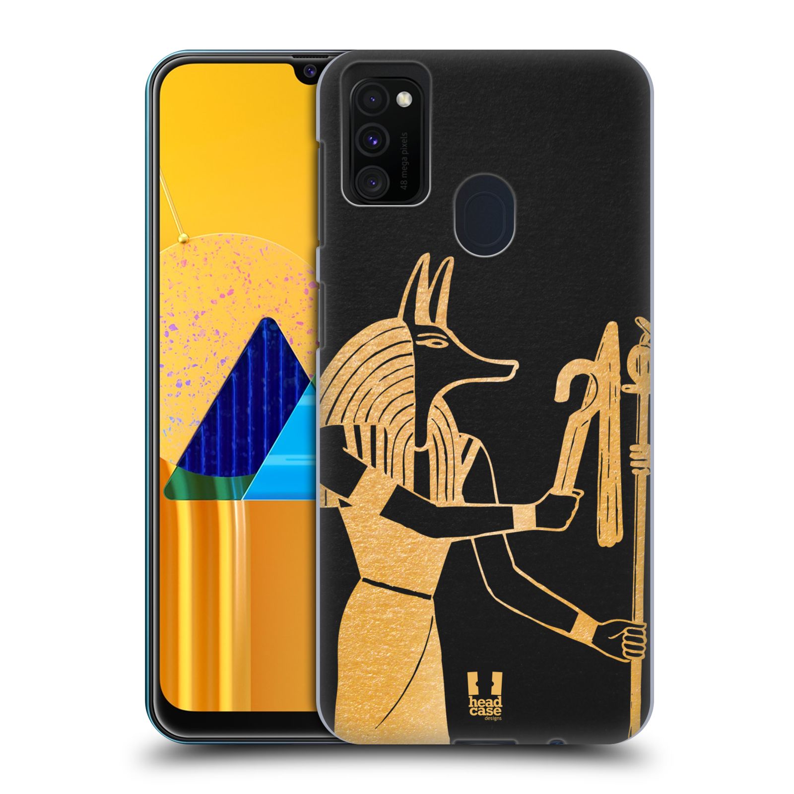 Zadní kryt na mobil Samsung Galaxy M21 vzor EGYPT zlatá a černá Anubis