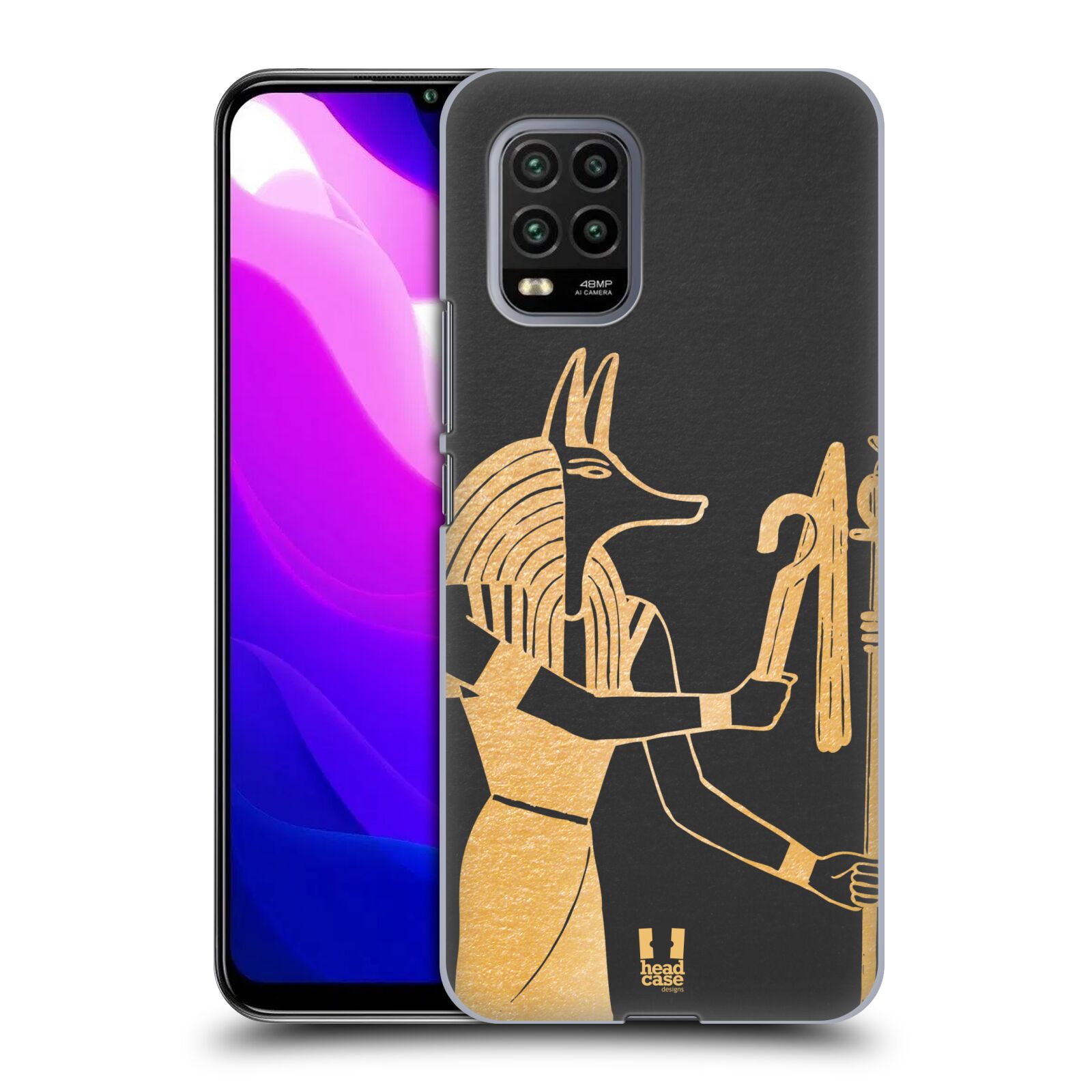 Zadní kryt, obal na mobil Xiaomi Mi 10 LITE vzor EGYPT zlatá a černá Anubis