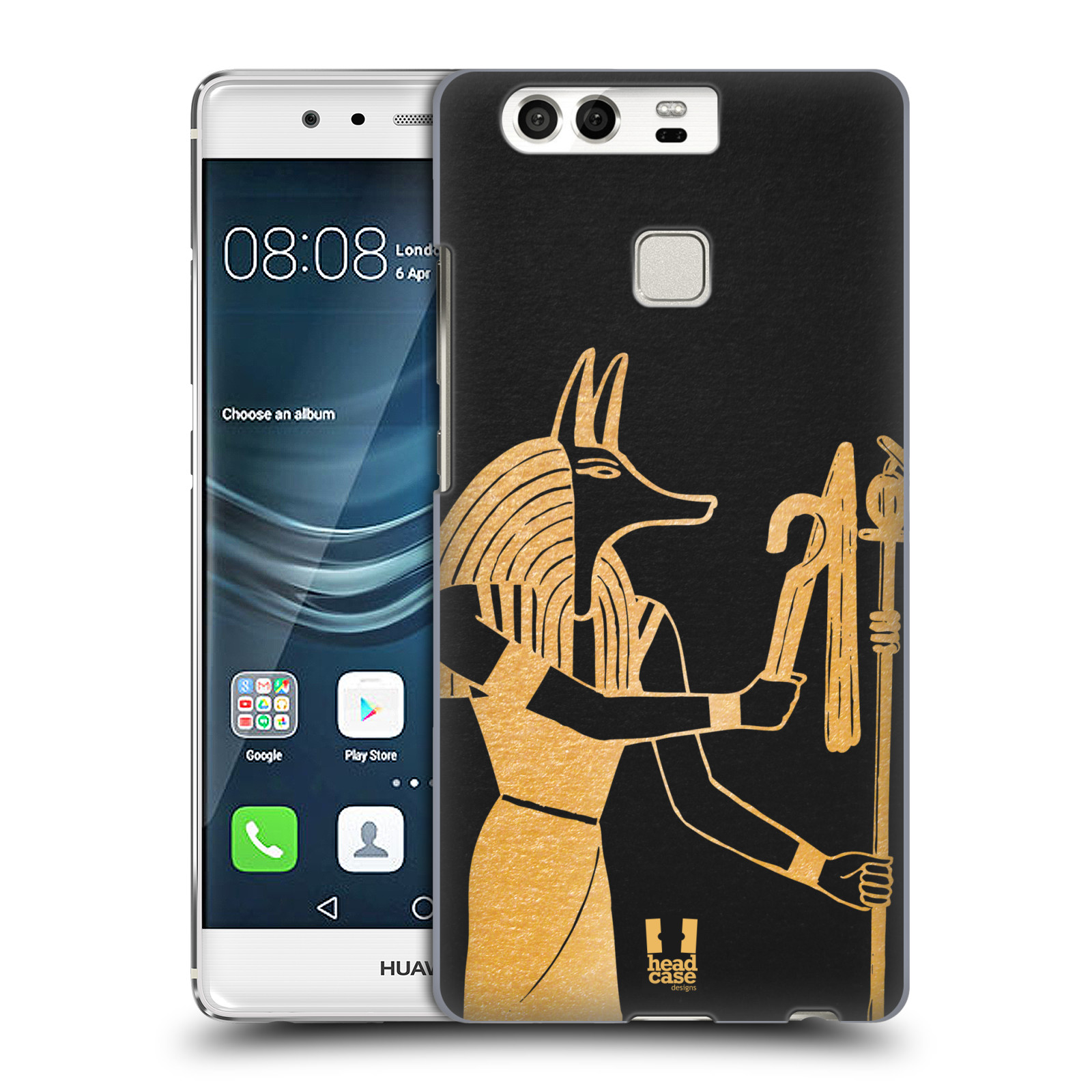 HEAD CASE plastový obal na mobil Huawei P9 / P9 DUAL SIM vzor EGYPT zlatá a černá Anubis