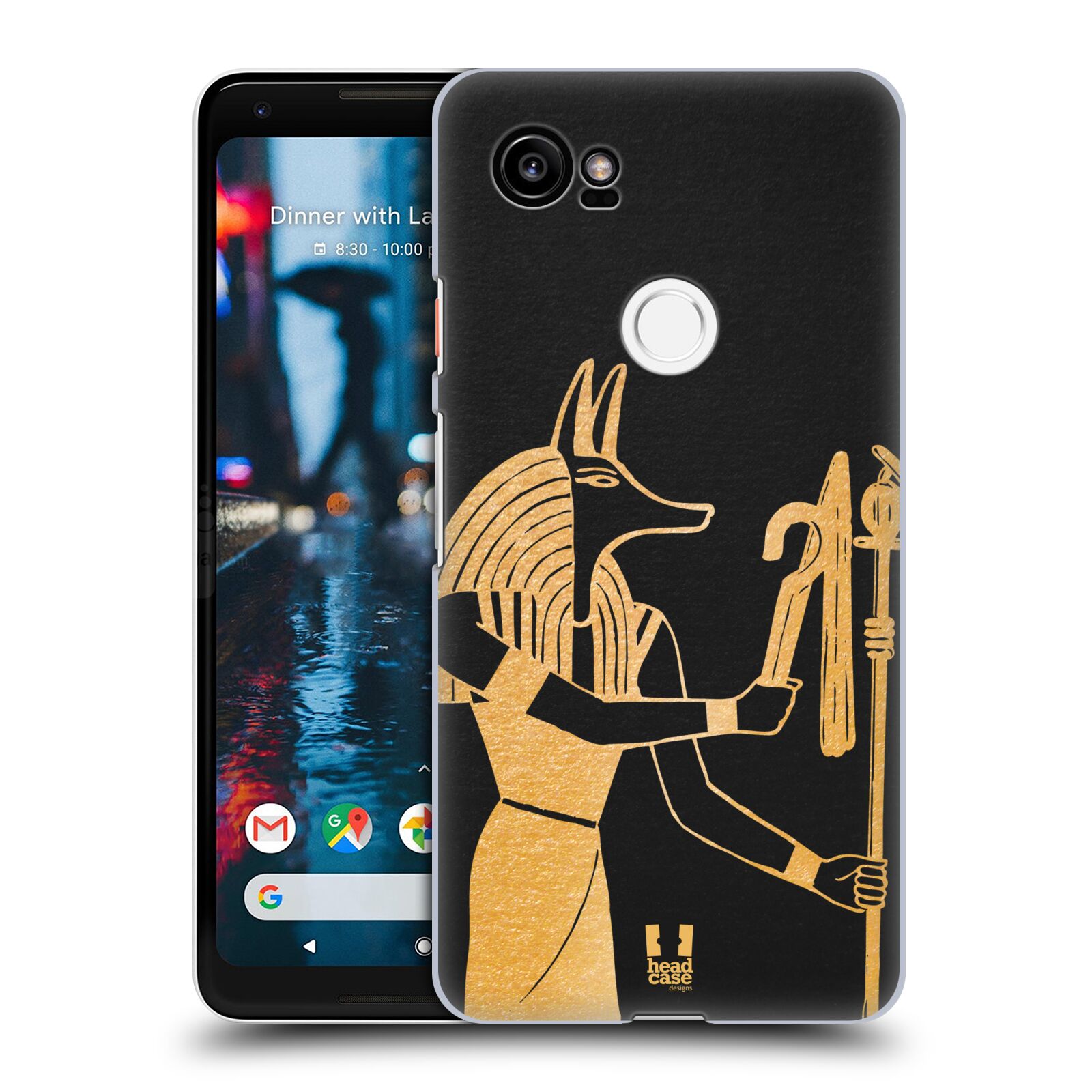 HEAD CASE plastový obal na mobil Google Pixel 2 XL vzor EGYPT zlatá a černá Anubis