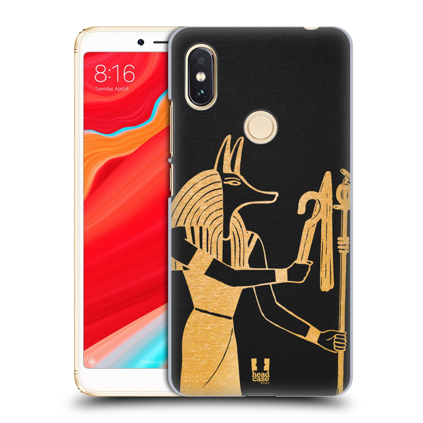 HEAD CASE plastový obal na mobil Xiaomi Redmi S2 vzor EGYPT zlatá a černá Anubis