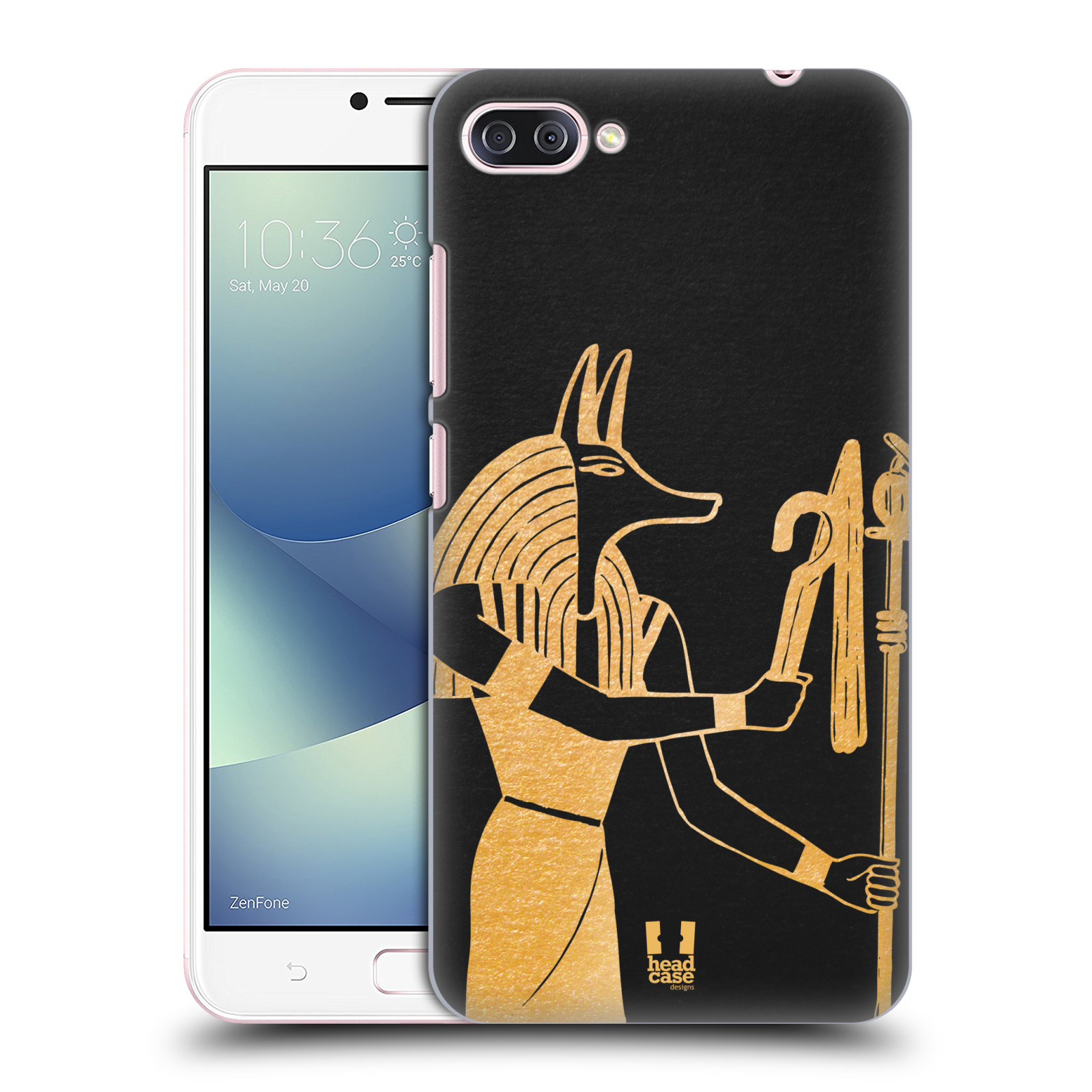HEAD CASE plastový obal na mobil Asus Zenfone 4 MAX ZC554KL vzor EGYPT zlatá a černá Anubis