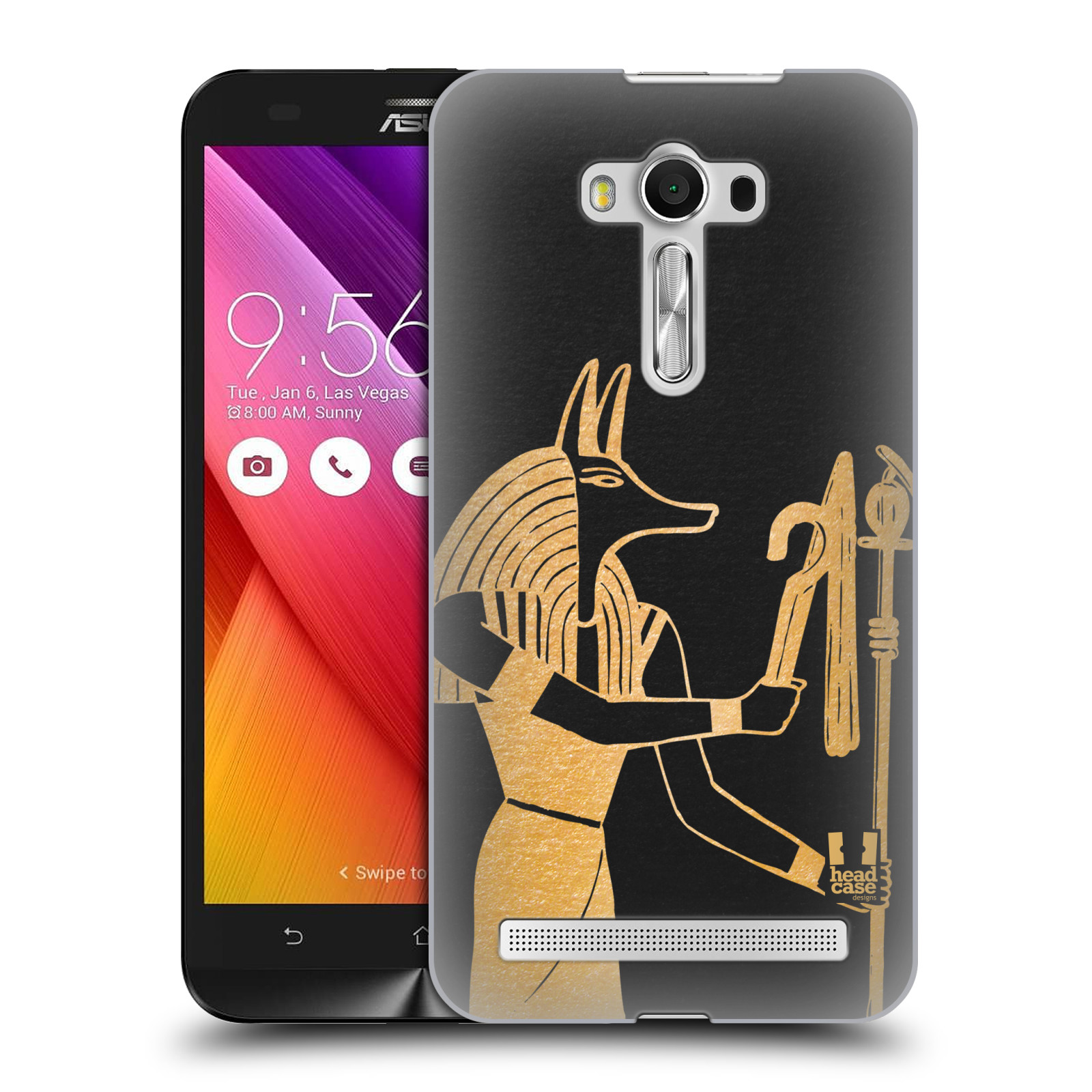 HEAD CASE plastový obal na mobil Asus Zenfone 2 LASER (5,5 displej ZE550KL) vzor EGYPT zlatá a černá Anubis